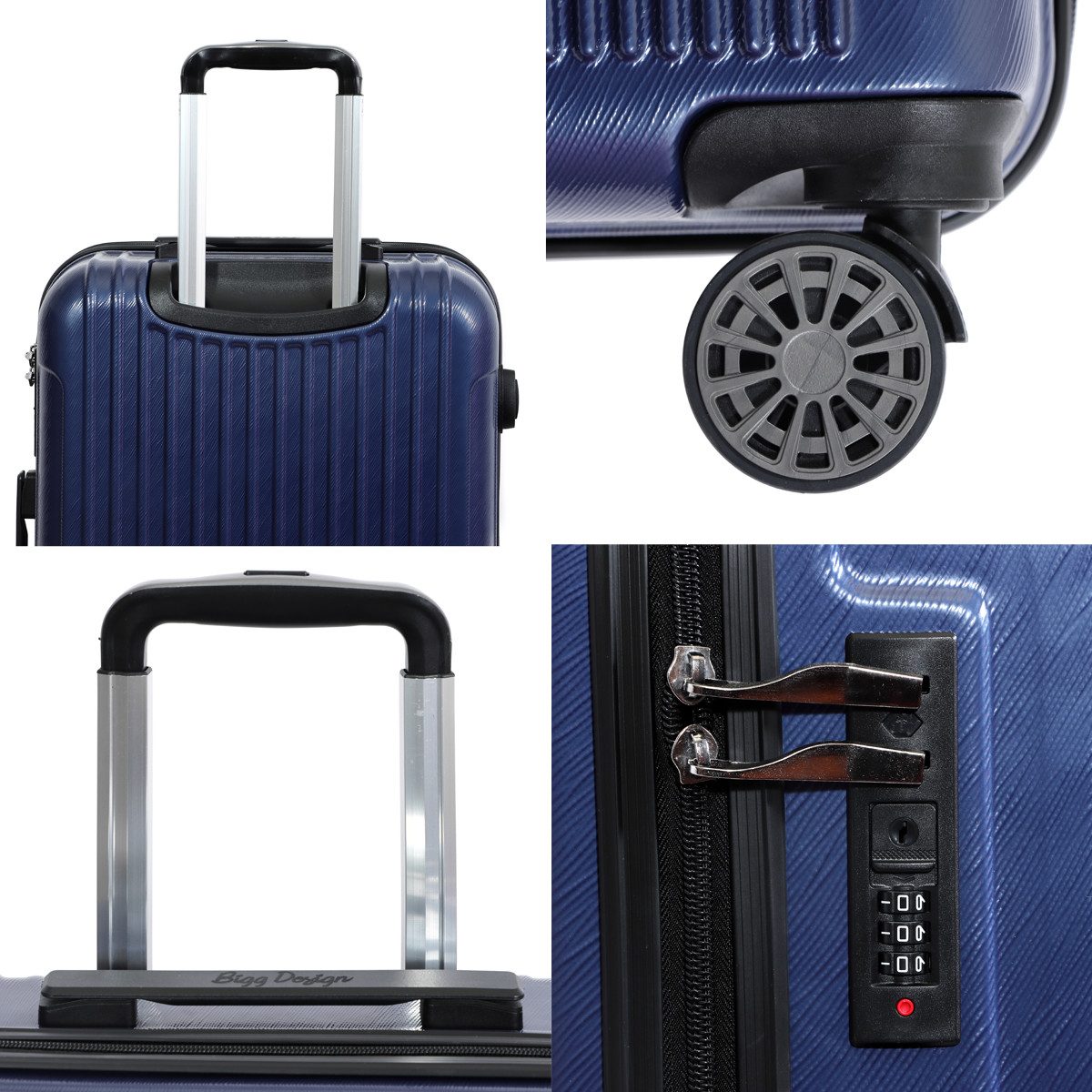 BIGGDESIGN Koffer Biggdesign Ocean Hartschalen-Kofferset 3-teilig – Blau, stabil & moder