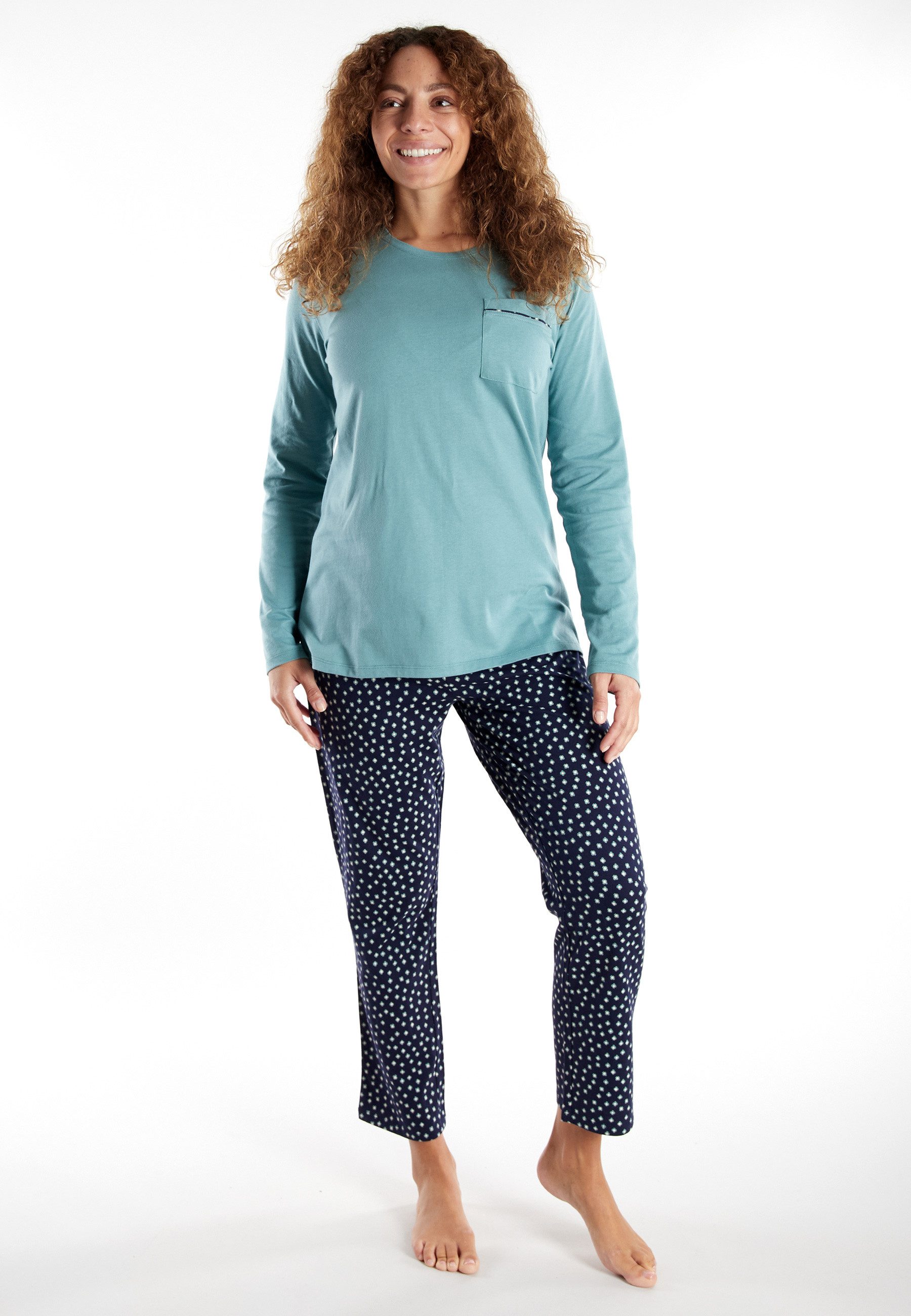 GÖTZBURG Schlafanzug Katerini (2 tlg) Rundhalsausschnitt, Langarm, lange Hose, Baumwolle, bequem