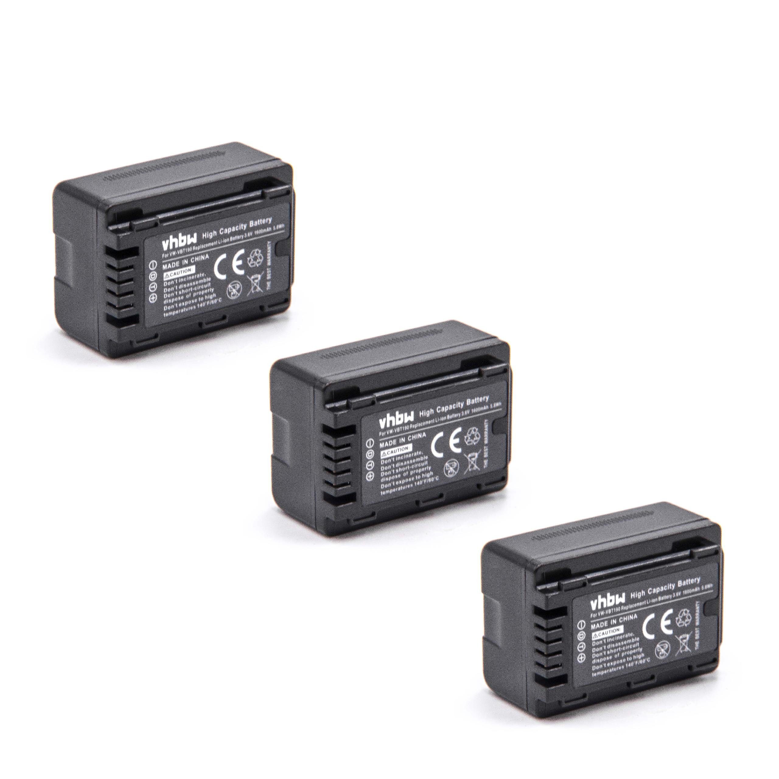 vhbw Ersatz für Panasonic VW-VBT190 für Kamera-Akku Li-Ion 1600 mAh (3,6 V)