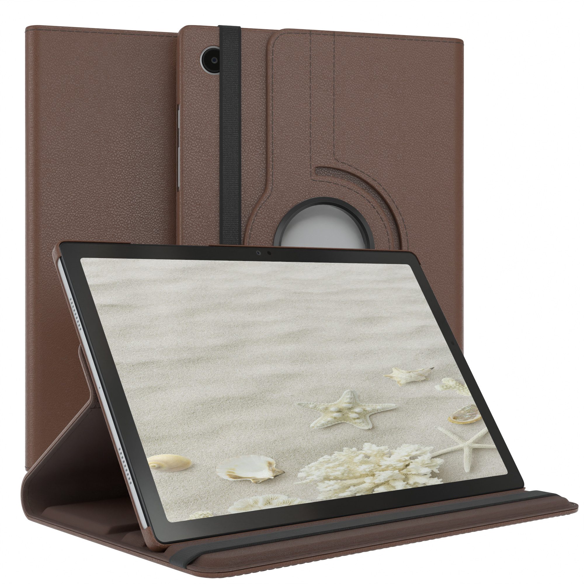 EAZY CASE Tablet-Hülle Rotation Case für Samsung Galaxy Tab A8 10.5 LTE 10,5 Zoll, Schutztasche Tablet Case 360 Rotation Bookcover zum Aufstellen Braun