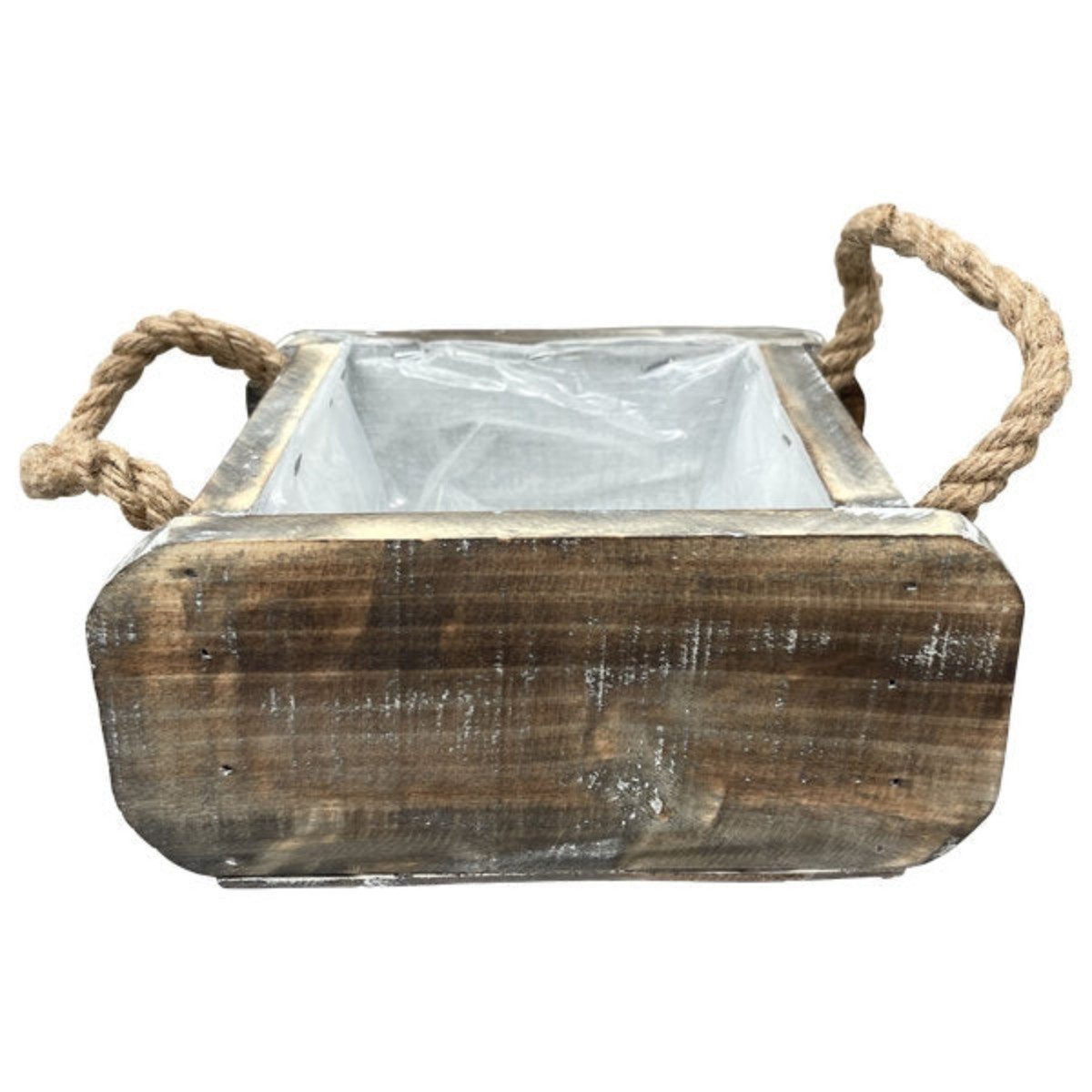 finehomegarden Holzkiste Pflanzkasten mit Griff Holzkasten natur Echtholz Holzkisten (1 St), rechteckig Shabby Vintage Antik Look Deko Pflanzkiste 3Größen wählbar