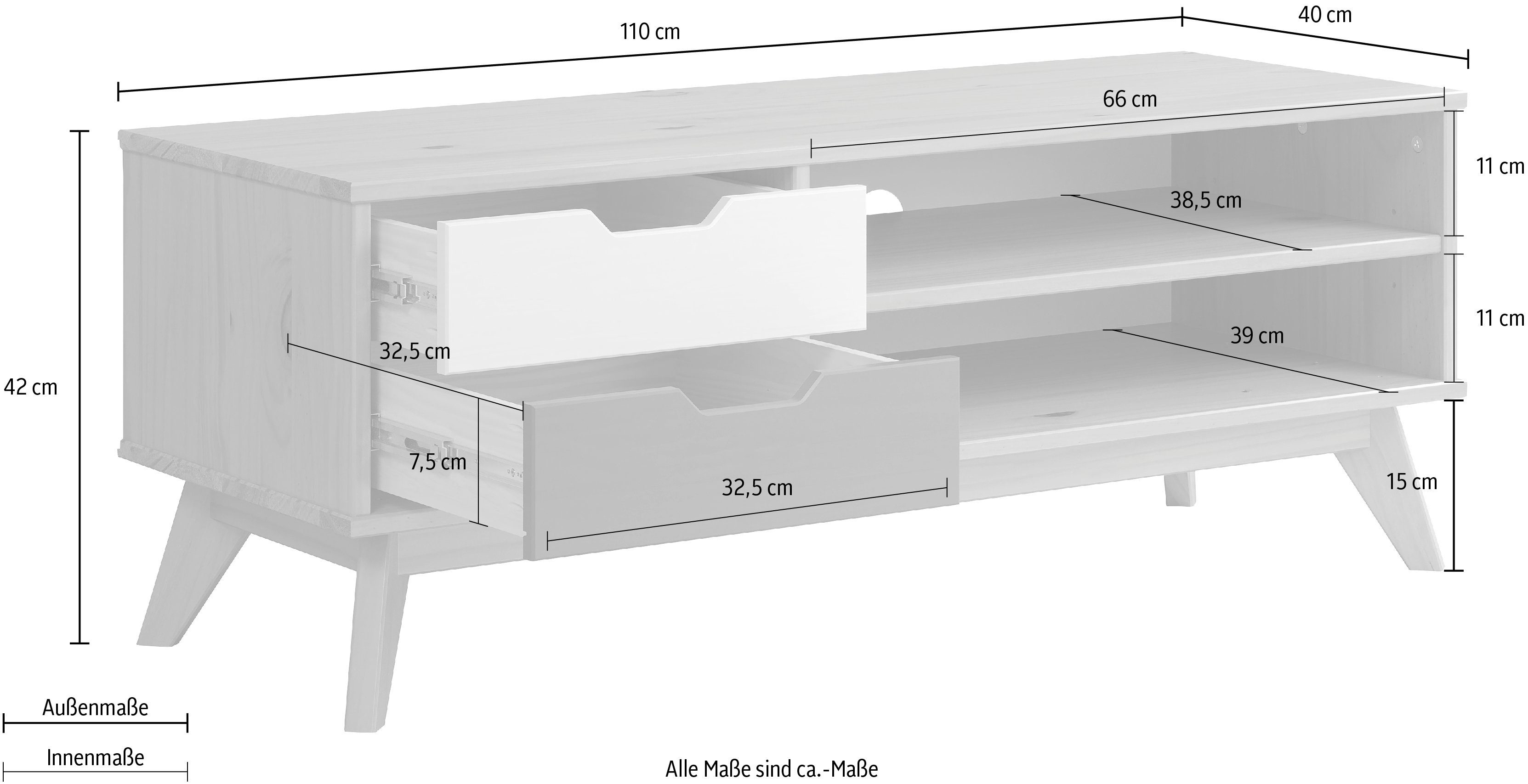 INTER-FURN Lowboard Scandik, Kommode aus massiver Kiefer