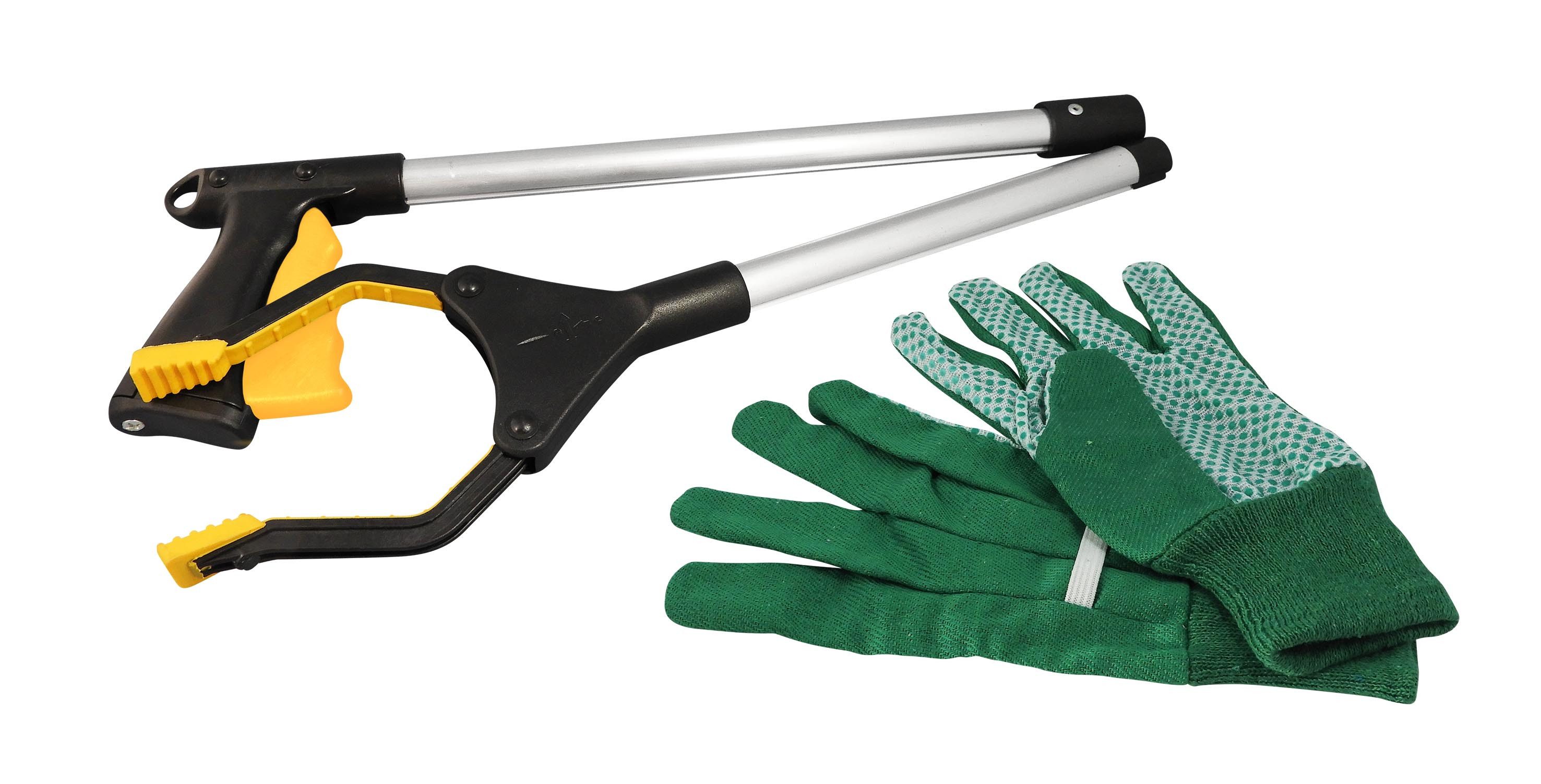 Buki France Gartenpflege-Set BUKI Abfallzange mit Greifkopf und Handschuhen für Kinder ab 6