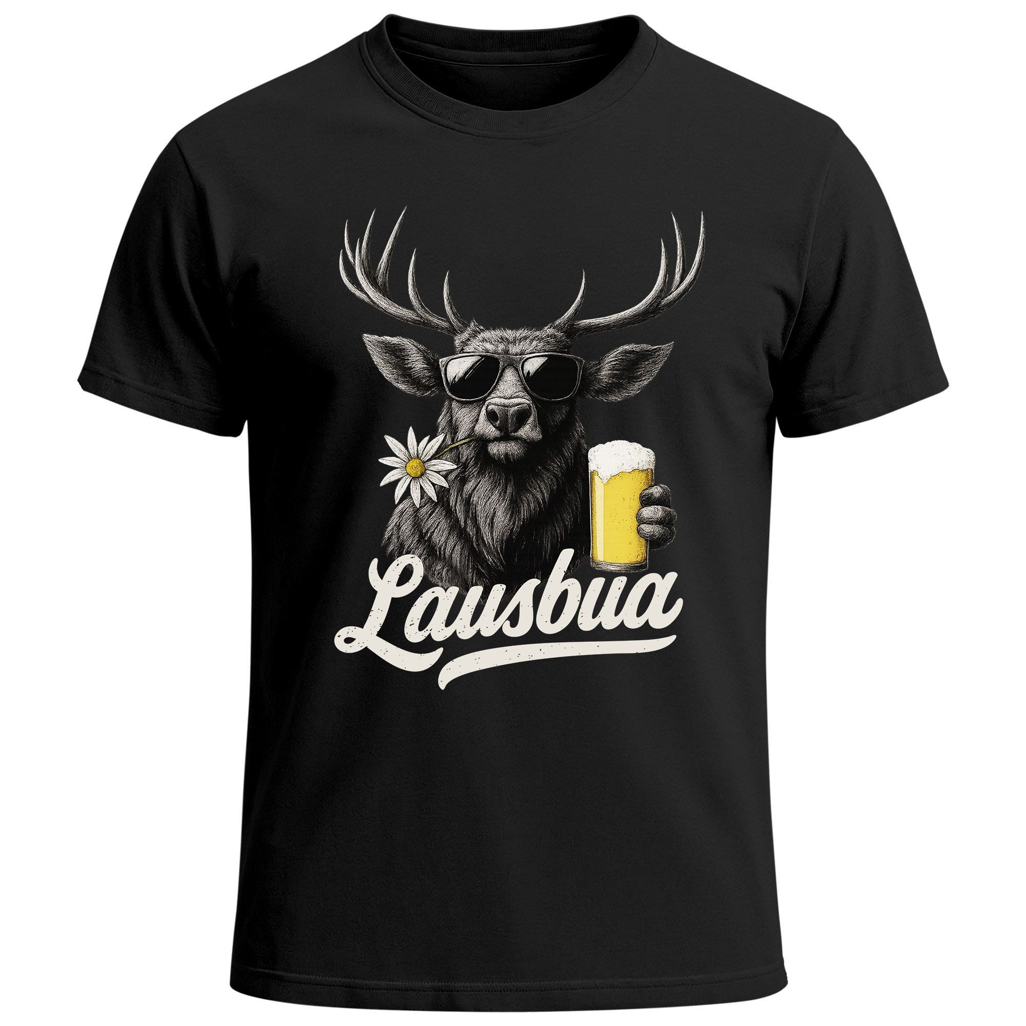 MoonWorks Print-Shirt Herren T-Shirt für das Oktoberfest Lausbua Hirsch mit Bier Graphic mit Print