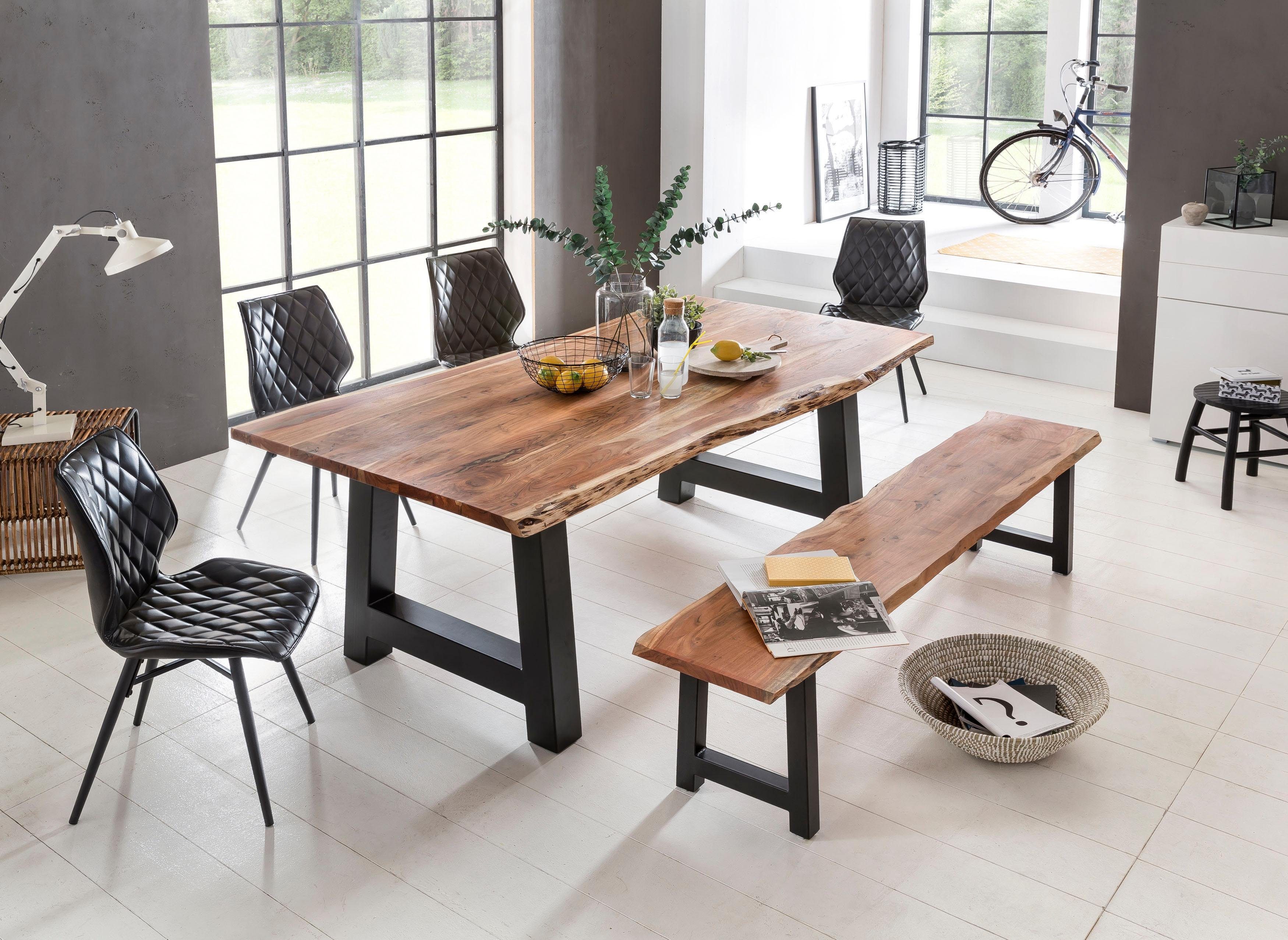 Home affaire Sitzbank Manhattan, mit Baumkantenoptik und Gestell in A-Form