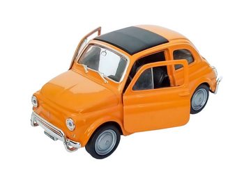 Welly Modellauto FIAT NUOVA 500 Modellauto Metall Rückzug Modell Auto 83 (Orange), Spielzeugauto WELLY Kinder Geschenk