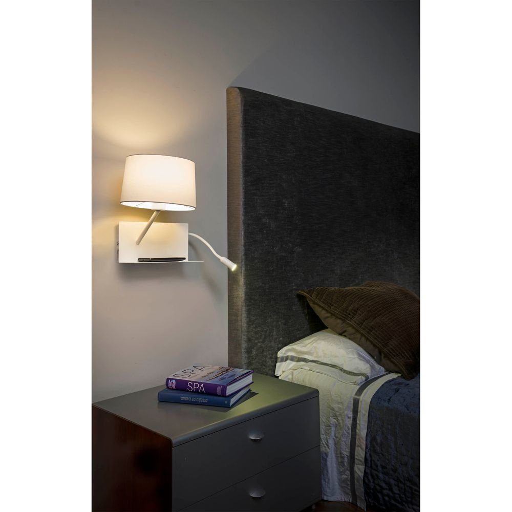 Licht-Trend Wandleuchte Schlafzimmer Wandleuchte Steel mit LED-Lesearm links Weiß