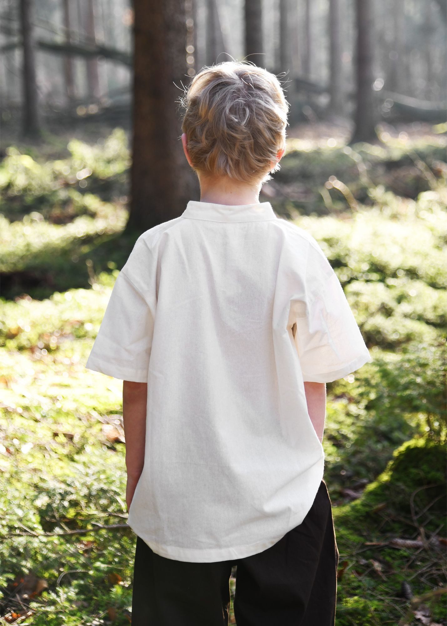 Battle Merchant Ritter-Kostüm Kinder Mittelalter-Hemd Nilo, kurzarm, natur, Gr. 128