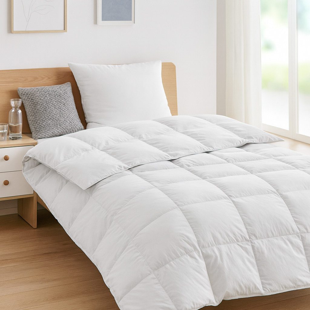 sleepling Daunenbettdecke Komfort, 135x200 cm, 155x220 cm, weitere Größen und Wärmeklassen, Füllung: 90% Daunen, 10% Federn, Bezug: 100% Baumwolle, als warme Winterdecke oder leichte Sommerdecke, Downpass, Made in EU