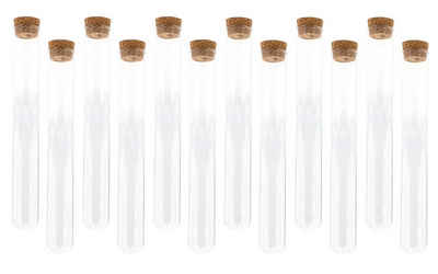 Creativery Deko-Glas, Reagenzgläser mit Korken 2x15cm klar transparent 35ml, 12er Set
