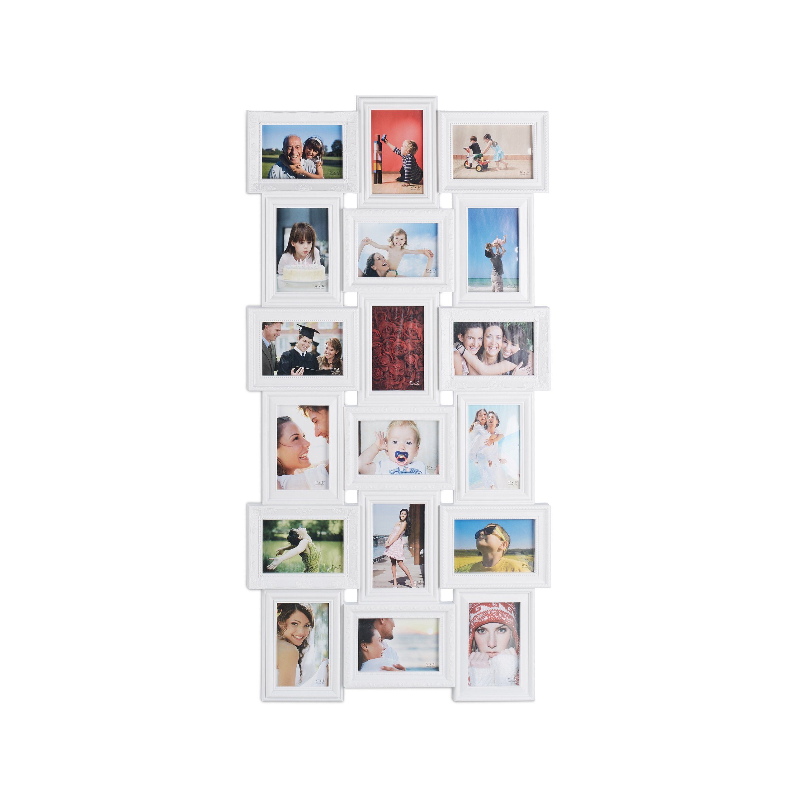 Bilder, 18 Collagen relaxdays Weiß Staffelbilderrahmen Bilderrahmen