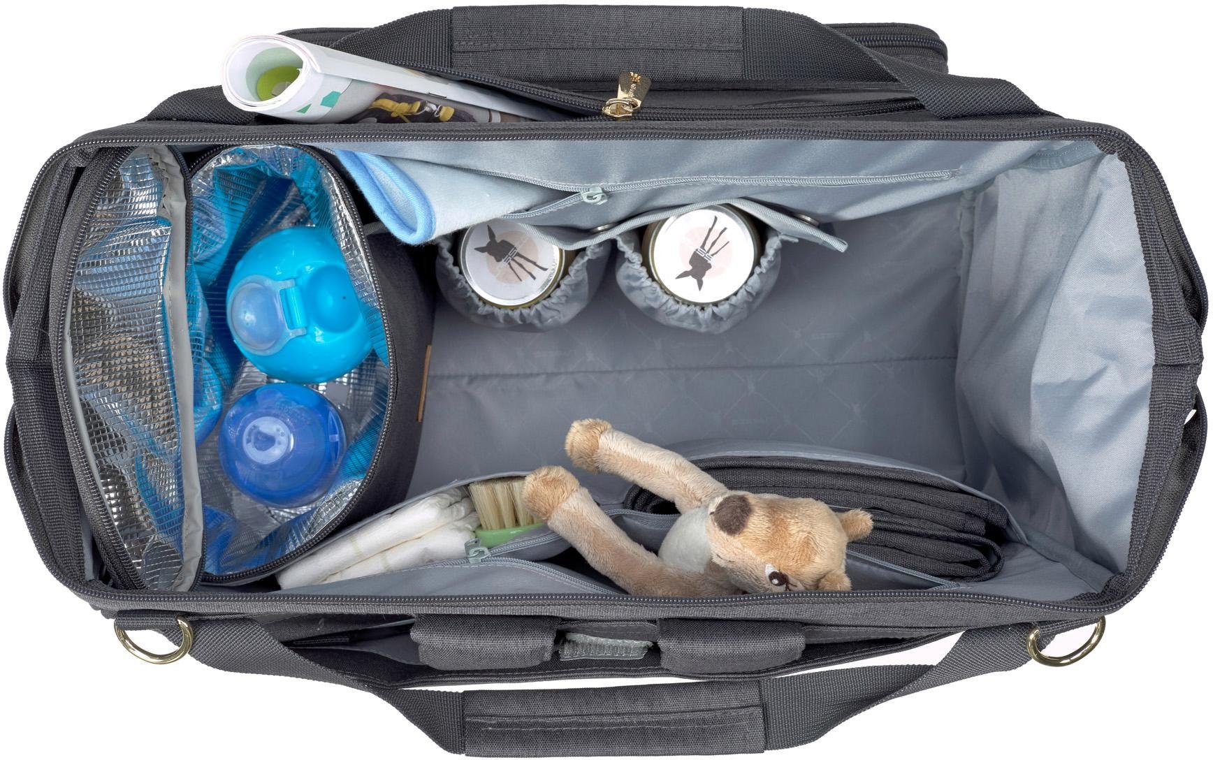 LÄSSIG Wickeltasche Glam, Goldie Twin, Backpack Anthracite, PETA-approved vegan