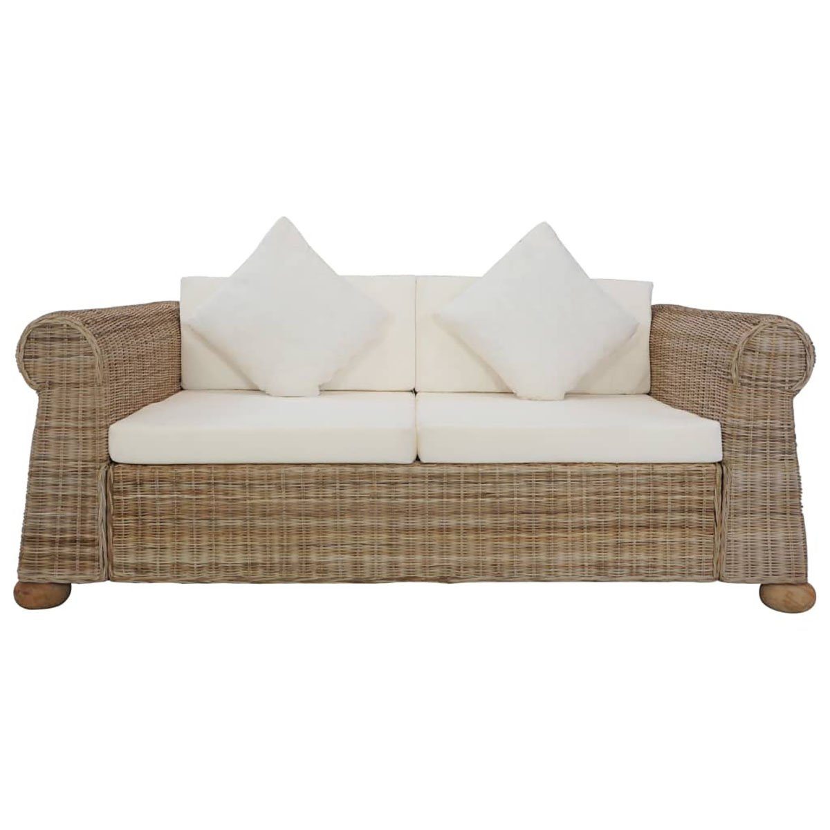 DOTMALL 2-teiliges mit Big-Sofa aus Rattan Kissen natürlichem Sofa-Set