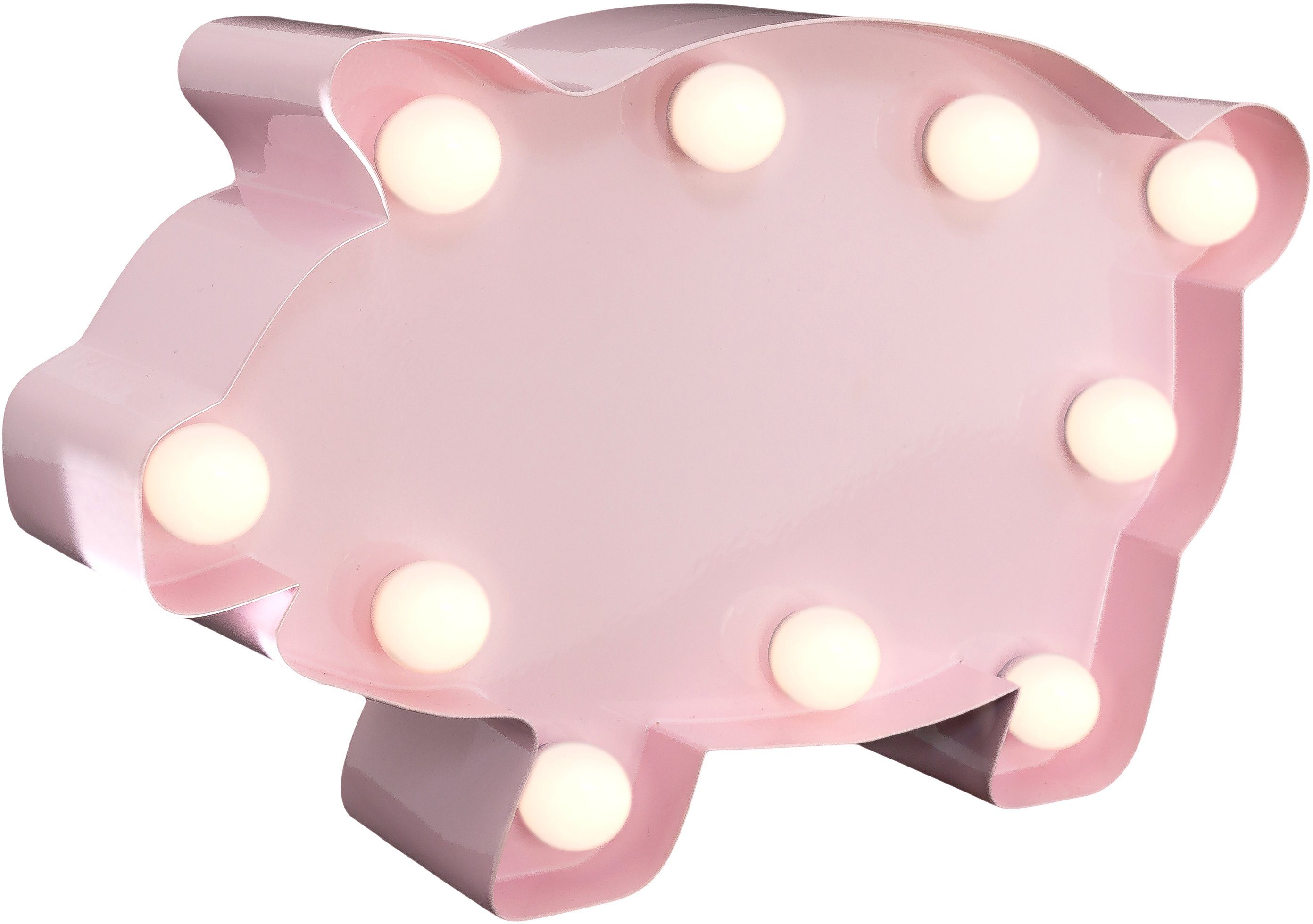 Metall LED LEDs - Tischlampe Wandlampe, 23x14 mit 10 festverbauten pulverbeschichtetes integriert, Pig, LIGHTS MARQUEE cm, LED Hochwertig Dekolicht Warmweiß, Pig fest