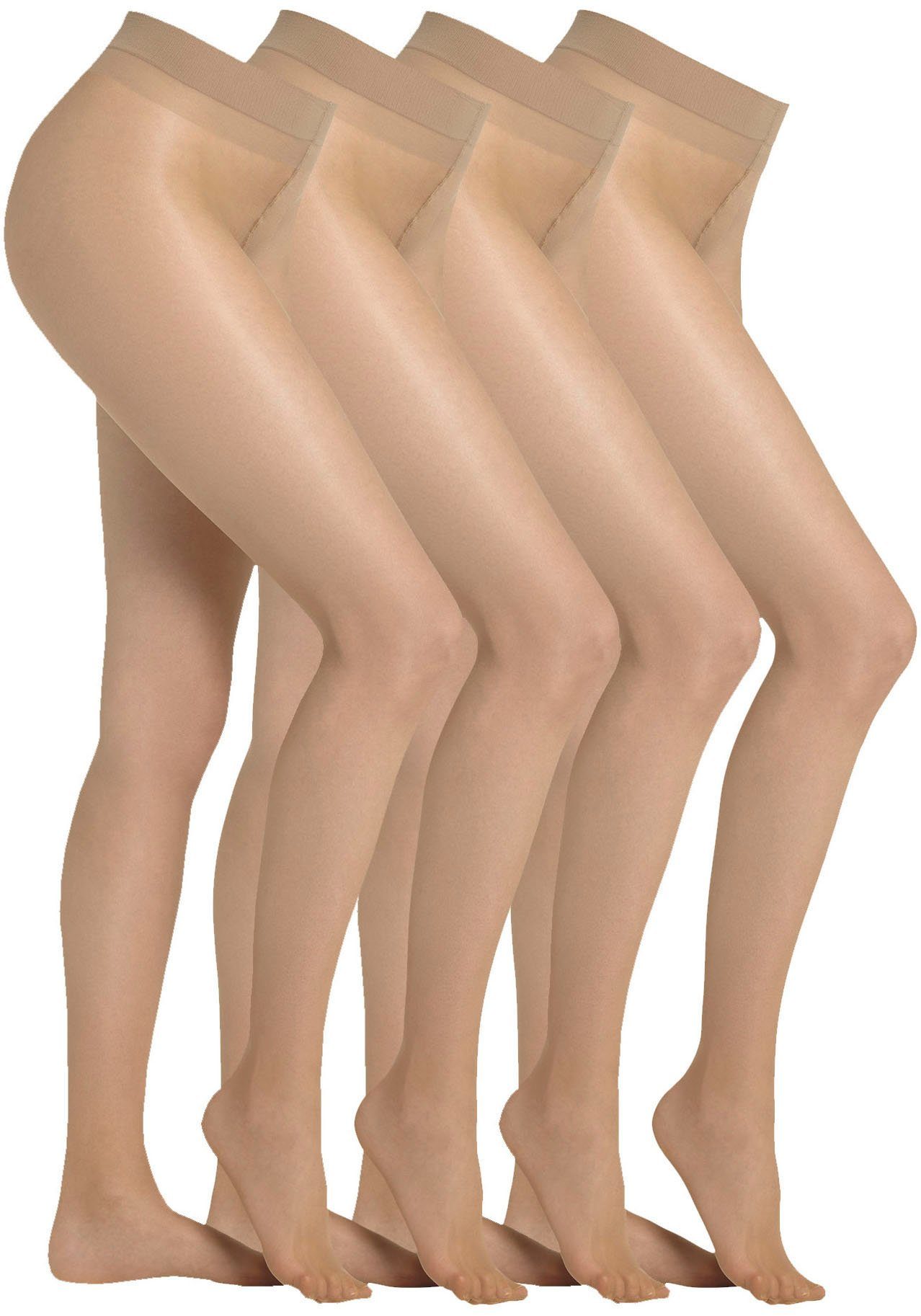 Camano Feinstrumpfhose 20 DEN (Packung 4 St) Leicht verstärkte, kaum sichtbare Fußspitze mit softer Flachnaht beige