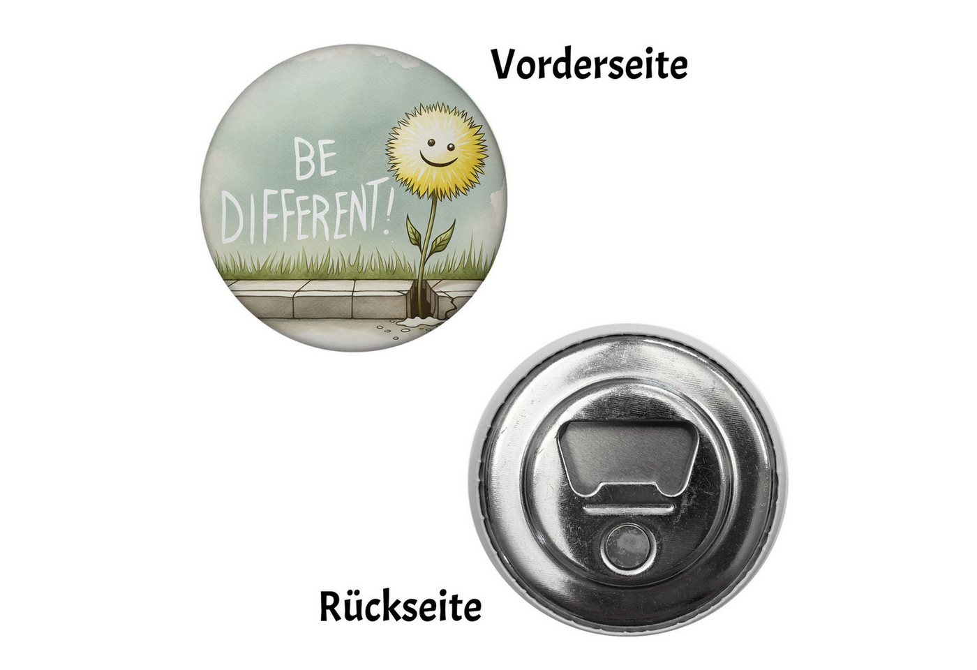 Thumbnail - speecheese Magnet Lächelnder Löwenzahn Magnet mit Flaschenöffner rund Spruch Be