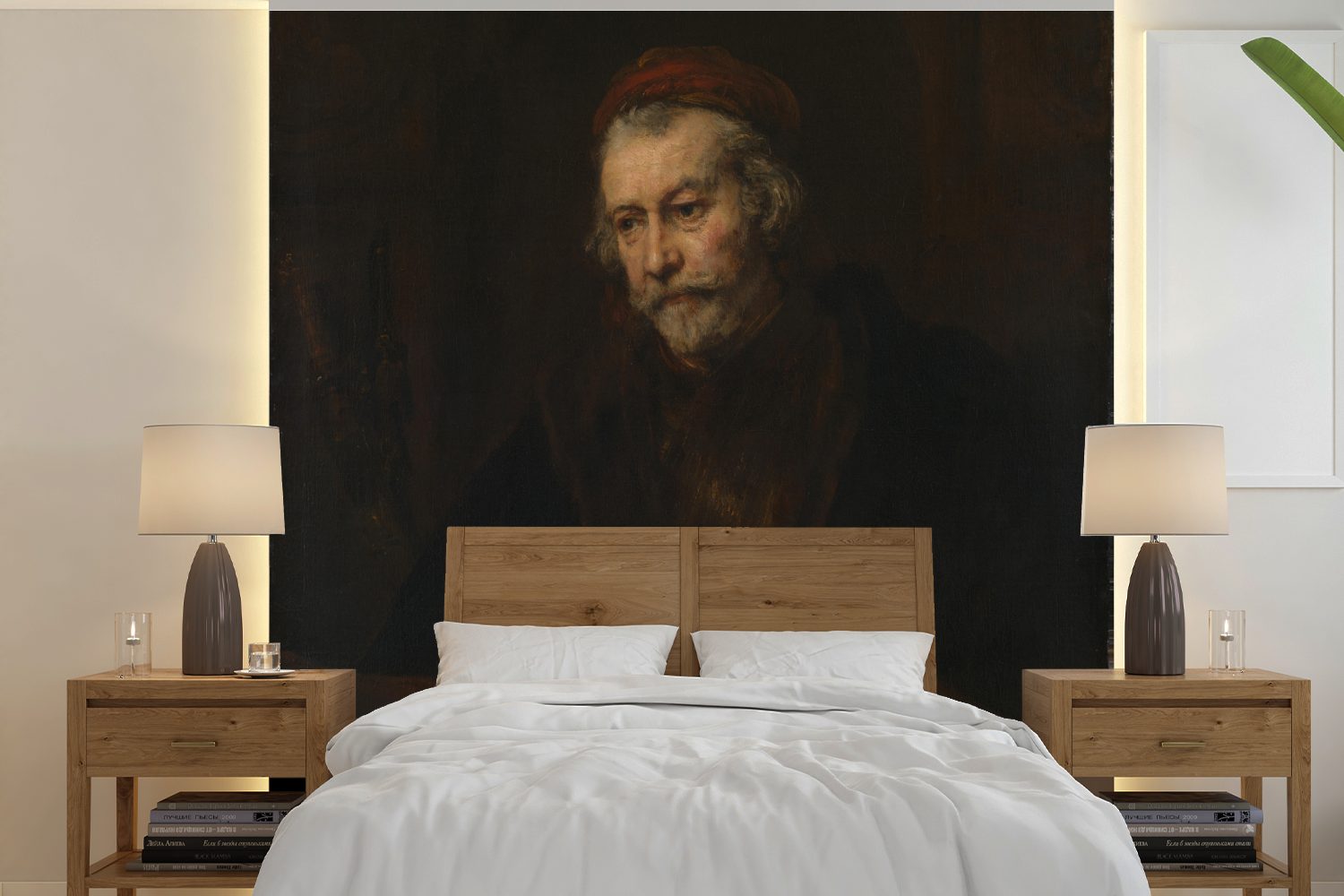 MuchoWow Fototapete Der Apostel Paulus - Gemälde von Rembrandt van Rijn, Matt, bedruckt, (5 St), Vinyl Tapete für Wohnzimmer oder Schlafzimmer, Wandtapete