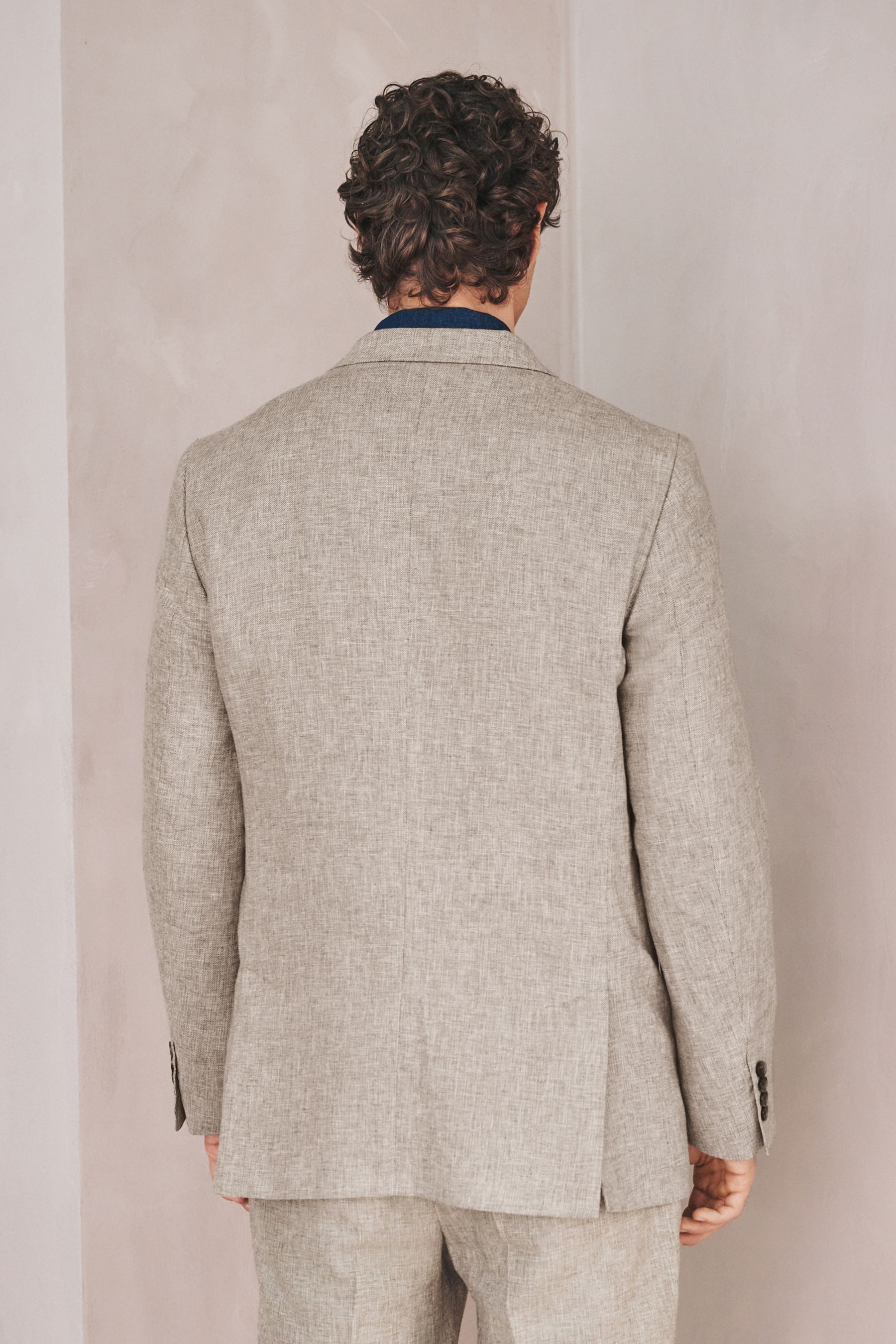 Next Anzugsakko Strukturiertes Tailored Fit Anzugsakko, Leinenmix (1-tlg) – Bild 2 von 5
