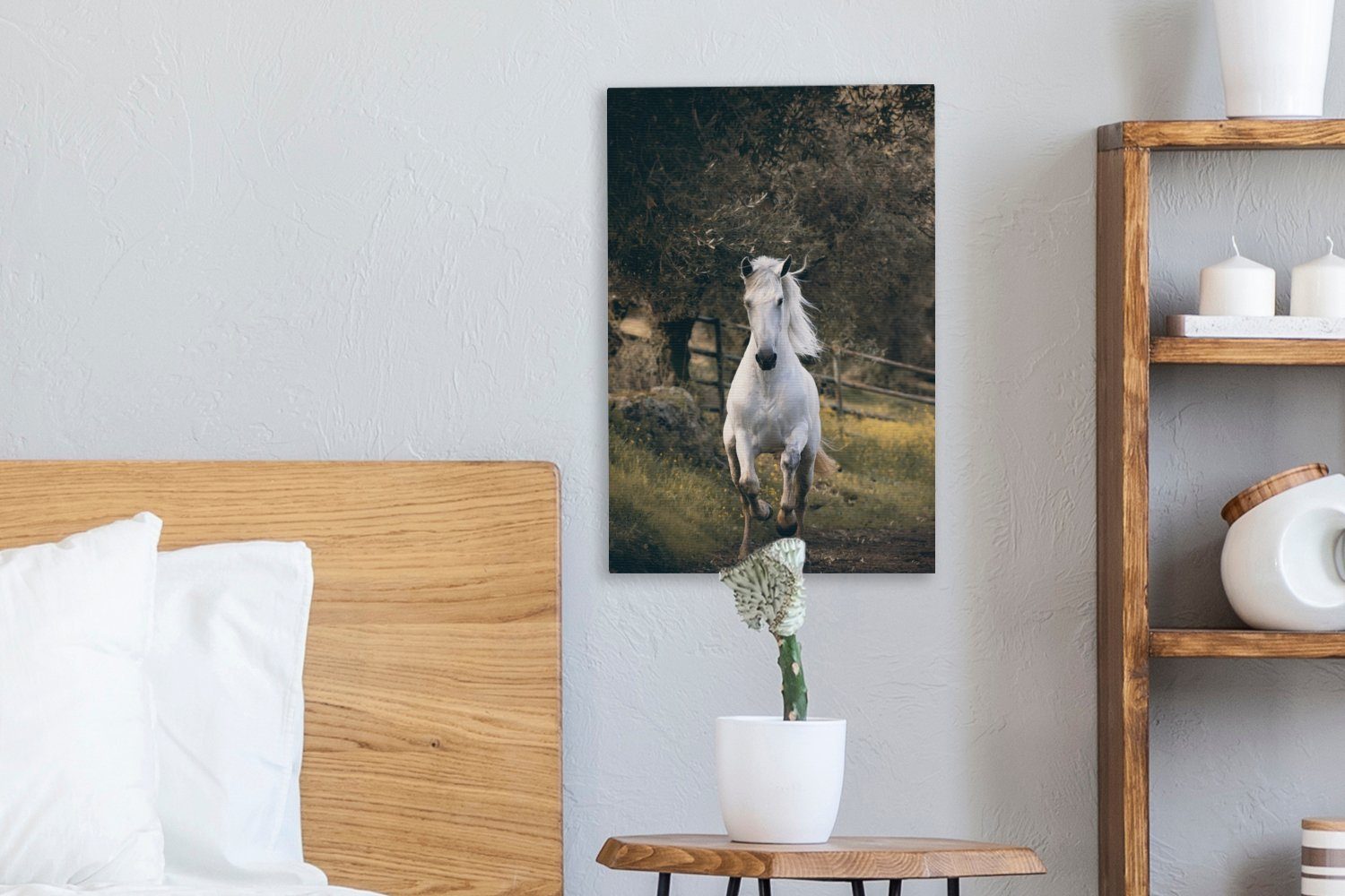 20x30 Olivenhain, in bespannt einem OneMillionCanvasses® Pferd Leinwandbild fertig inkl. (1 cm St), Leinwandbild Gemälde, Ein Zackenaufhänger, laufendes