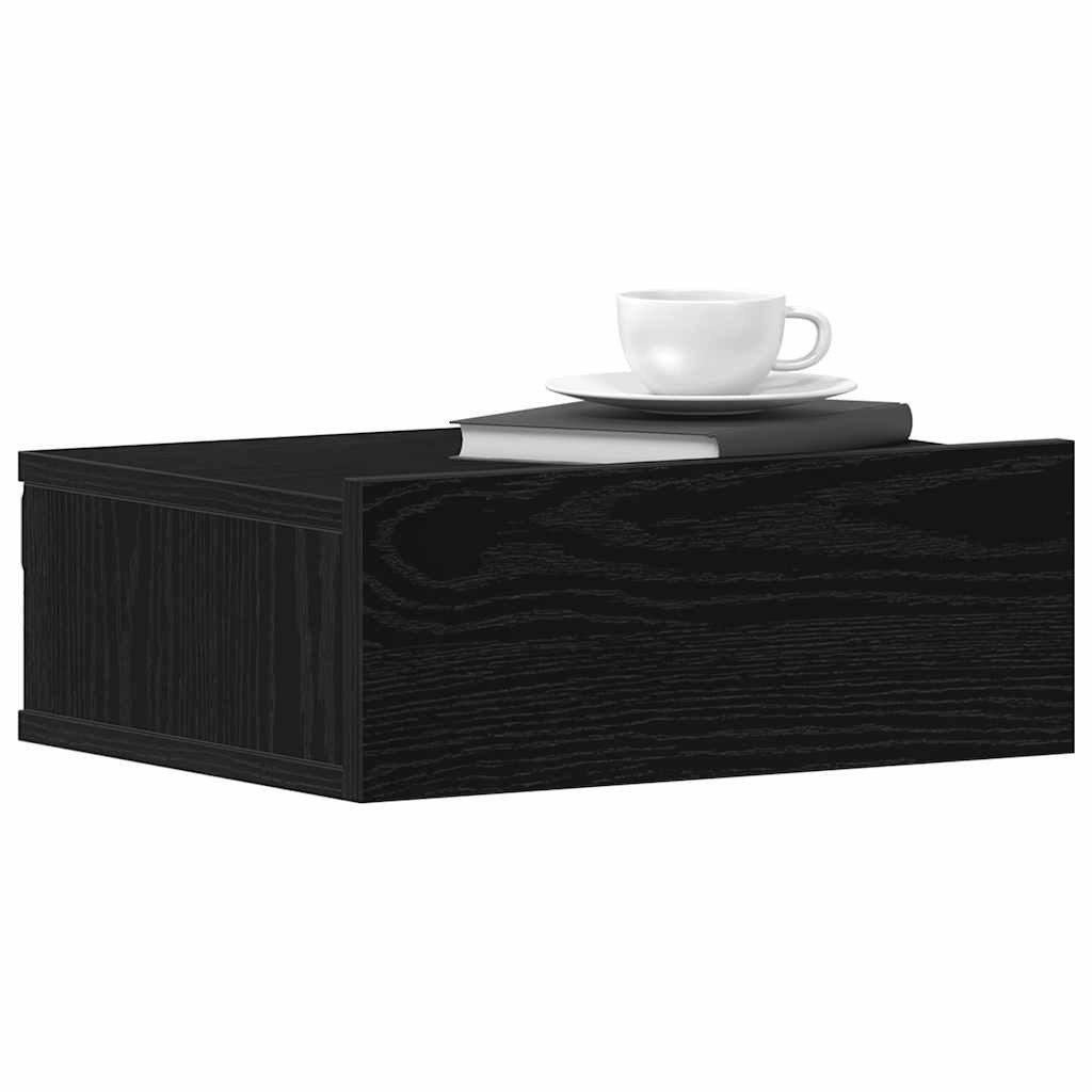 vidaXL Nachttisch Schwebende Nachttische 2 Stück Schwarze Eiche 40 x 32 x 1 günstig online kaufen