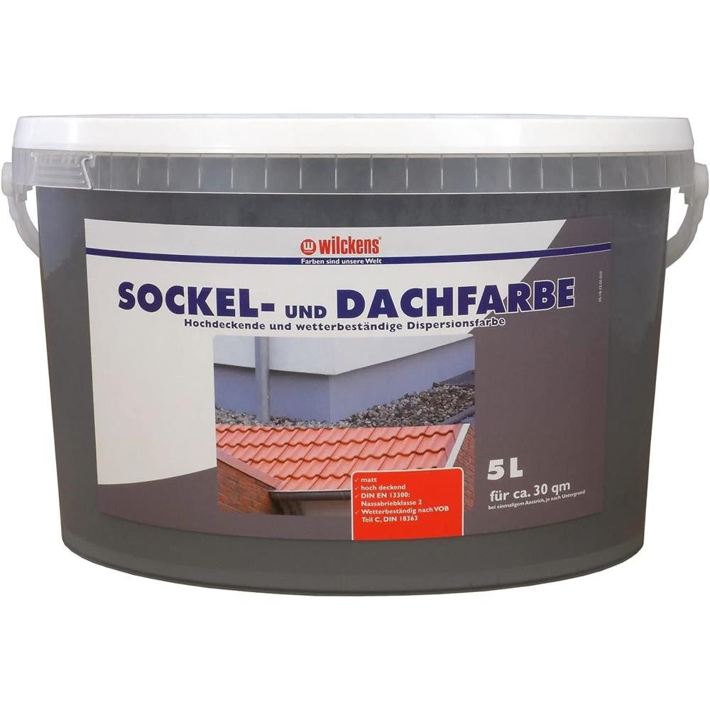 Wilckens Farben Dachfarbe Sockelfarbe matt 5Liter, hochdeckend, scheuer- und wetterbeständig