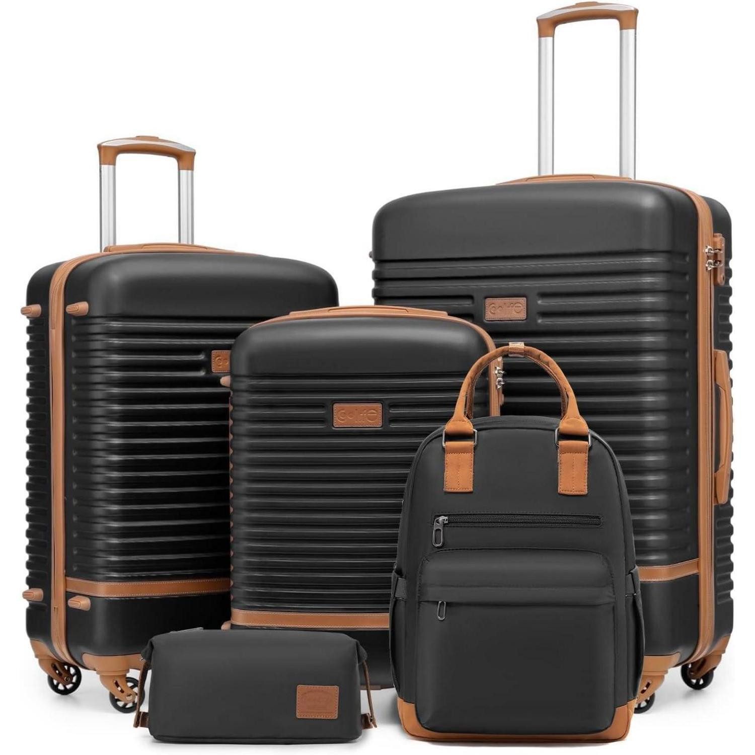 LuxusKollektion Kofferset Koffer Set 5tlg ABS Hartschalen Trolley 4 Rollen TSA Schloss
