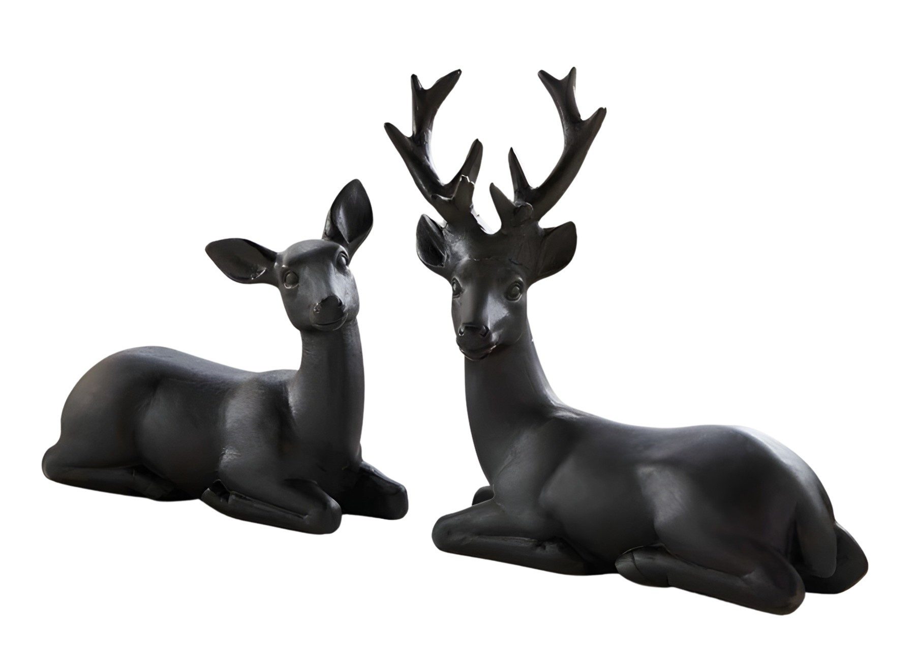 Dekoleidenschaft Dekofigur "Reh & Hirsch" aus Polyresin, matt schwarz, Tier günstig online kaufen