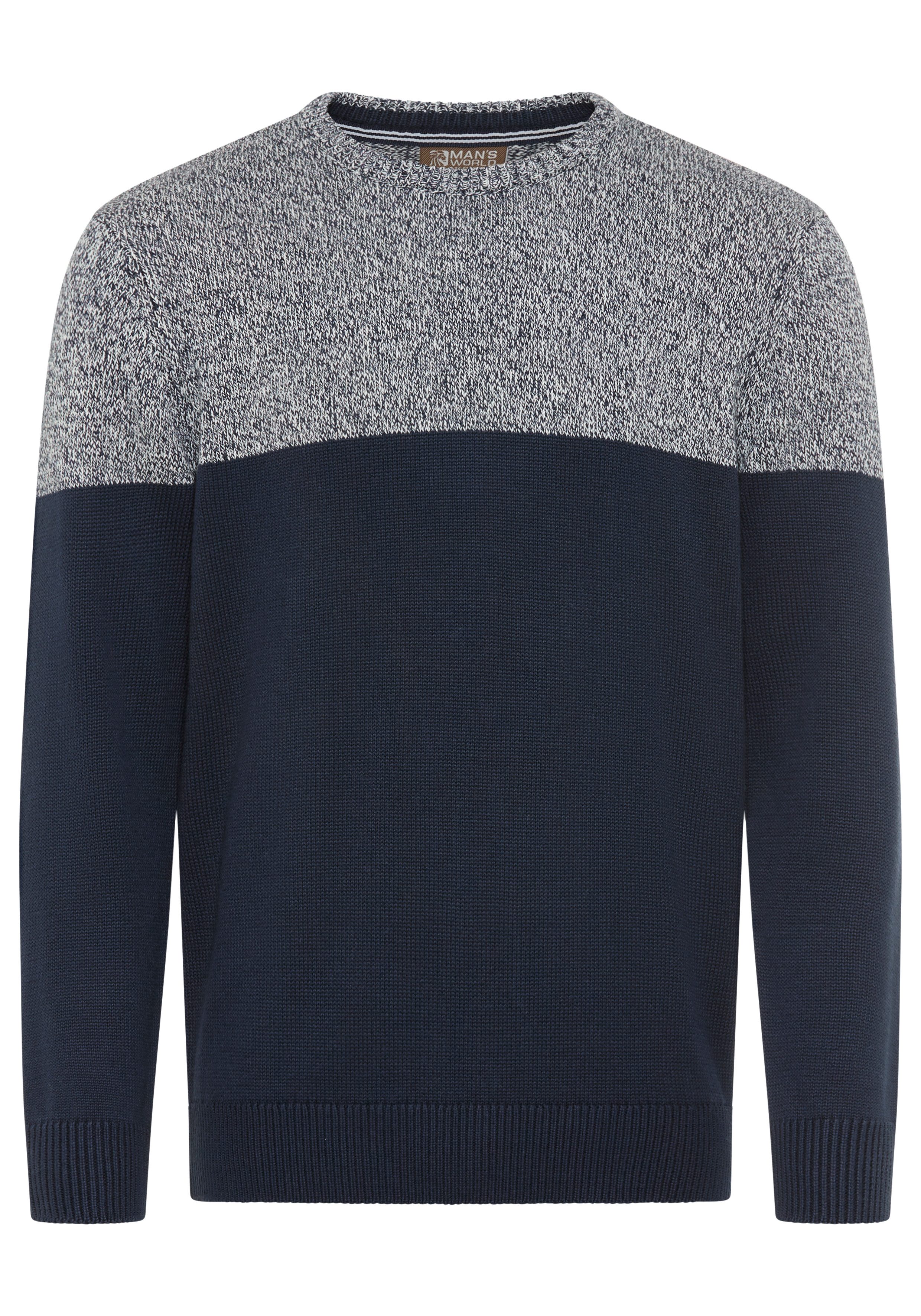 Man's World Rundhalspullover Neue Kollektion! Highlight melierter Look aus Strick, mit Rundhalsausschnitt, reguläre Passform, mit Langarm