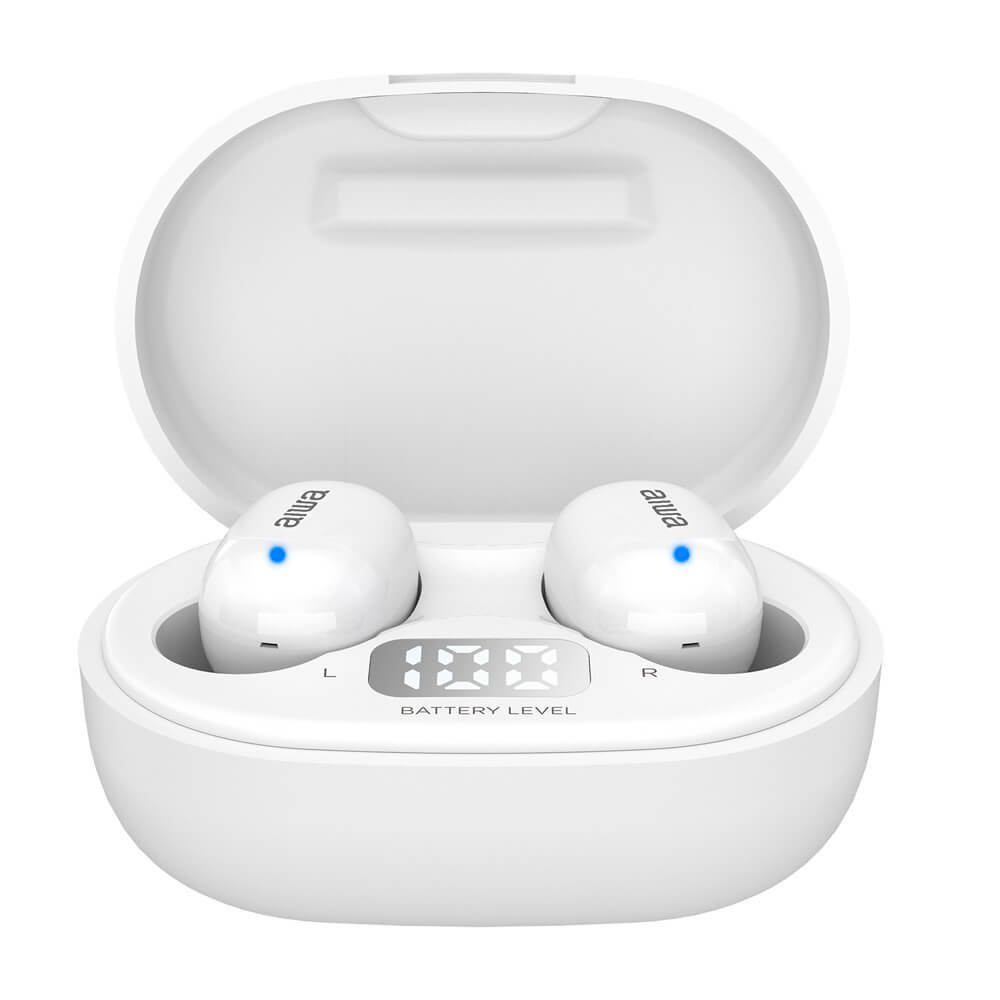 Aiwa EBTW-150 Android, 5.0 Ladeports) 3 (iOS, pro 300mAh, Stunden m Reichweite Kopfhörer Ladeetui: Weiß der / Wiedergabe- magnetische 10 Bluetooth Drahtlose In-Ear-Kopfhörer Gesprächszeit Kopfhörer: Ladung