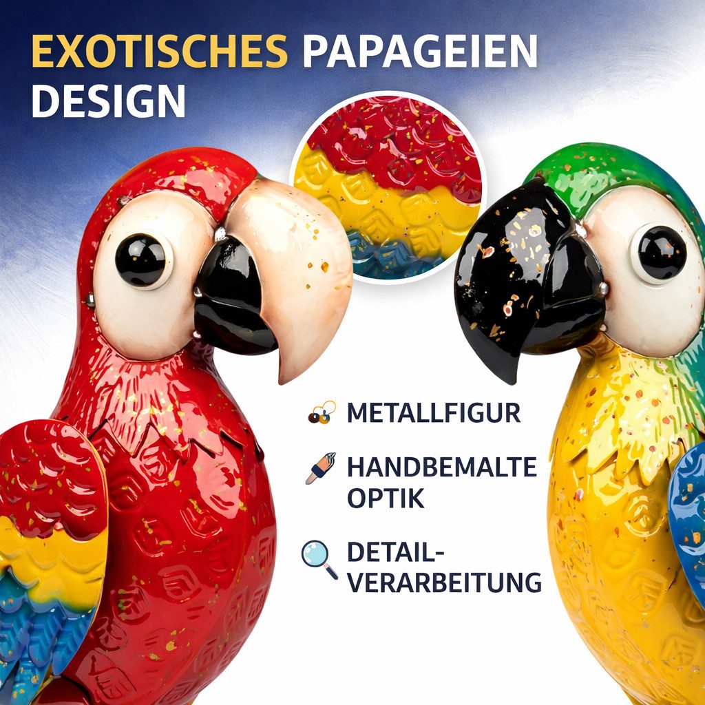 formano Gartenfigur 2er Set Papagei Deko Figur Metall bunt 49 cm Figur Metall lackiert