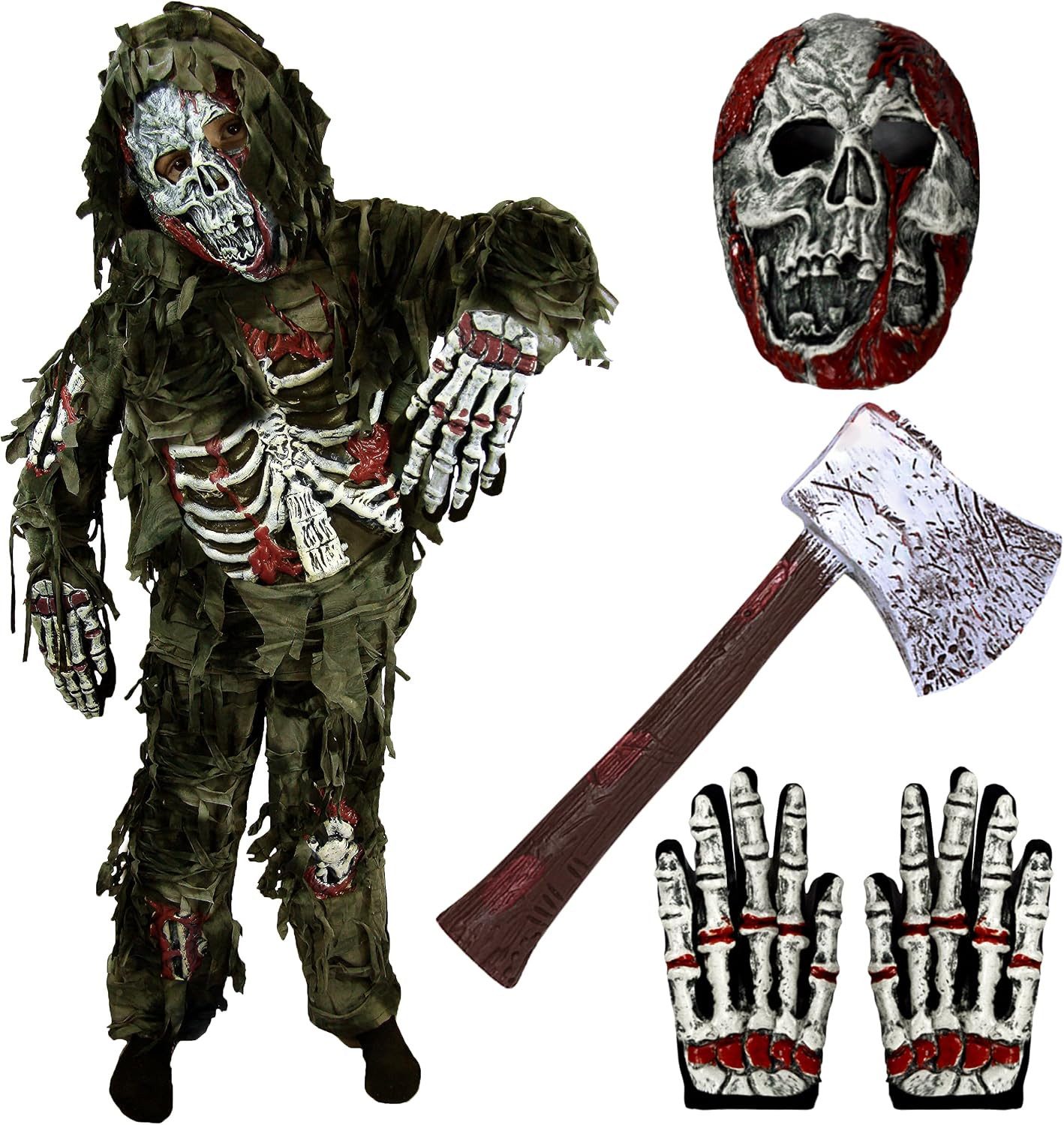 Spooktacular Creations Zombie-Kostüm Spooktacular Creations Kinder Grünes Zombie Kostüm, Gruseliges Hallowe