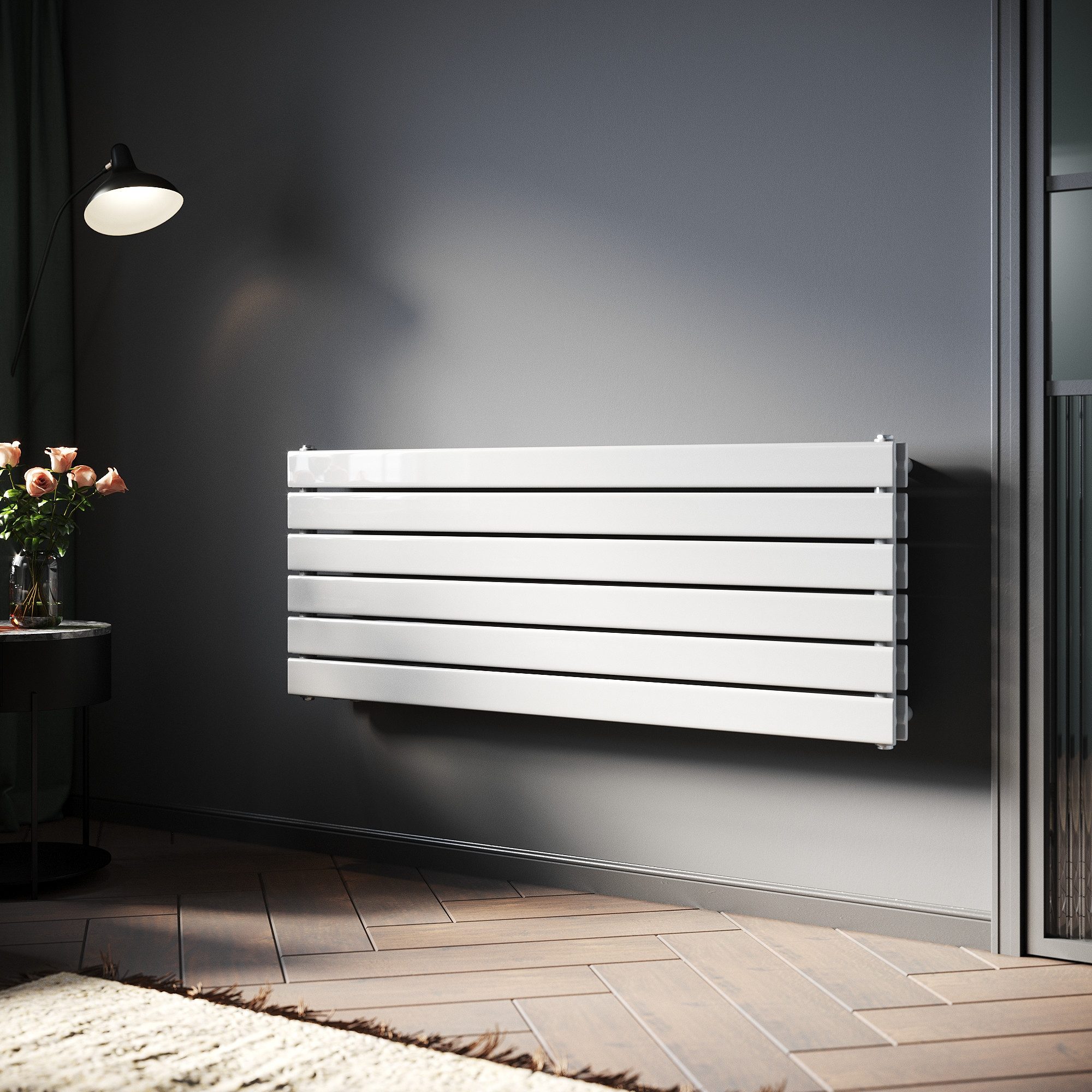 SONNI Heizkörper Heizkörper Wasserbeheizte Heizkörper,Breite 1200mm,Schwarz günstig online kaufen