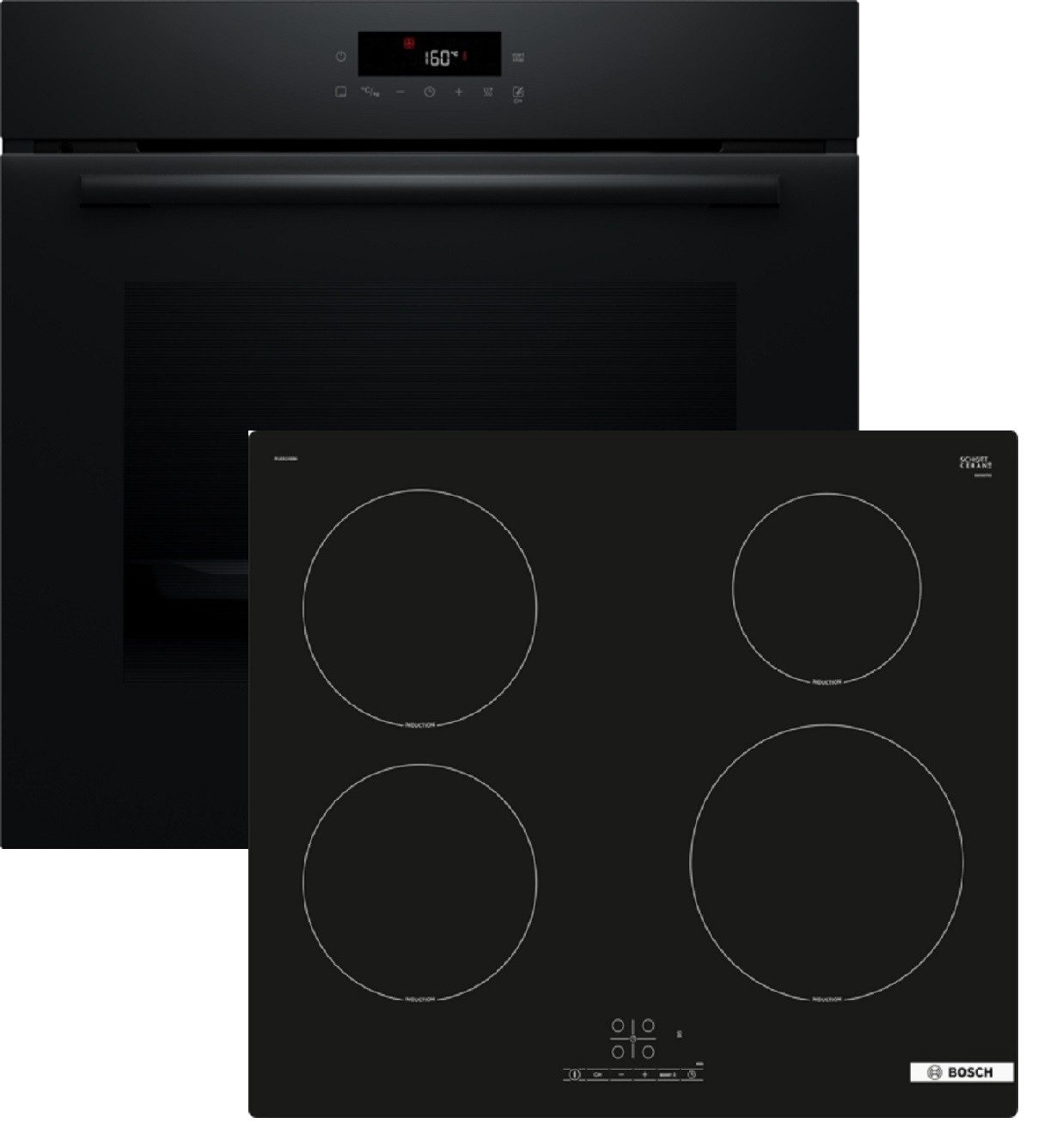 BOSCH Backofen-Set Serie 2, Serie 4 HBDCORE6I, mit nachrüstbar, 3D-Heißluft, Halogen-Innenbeleuchtung