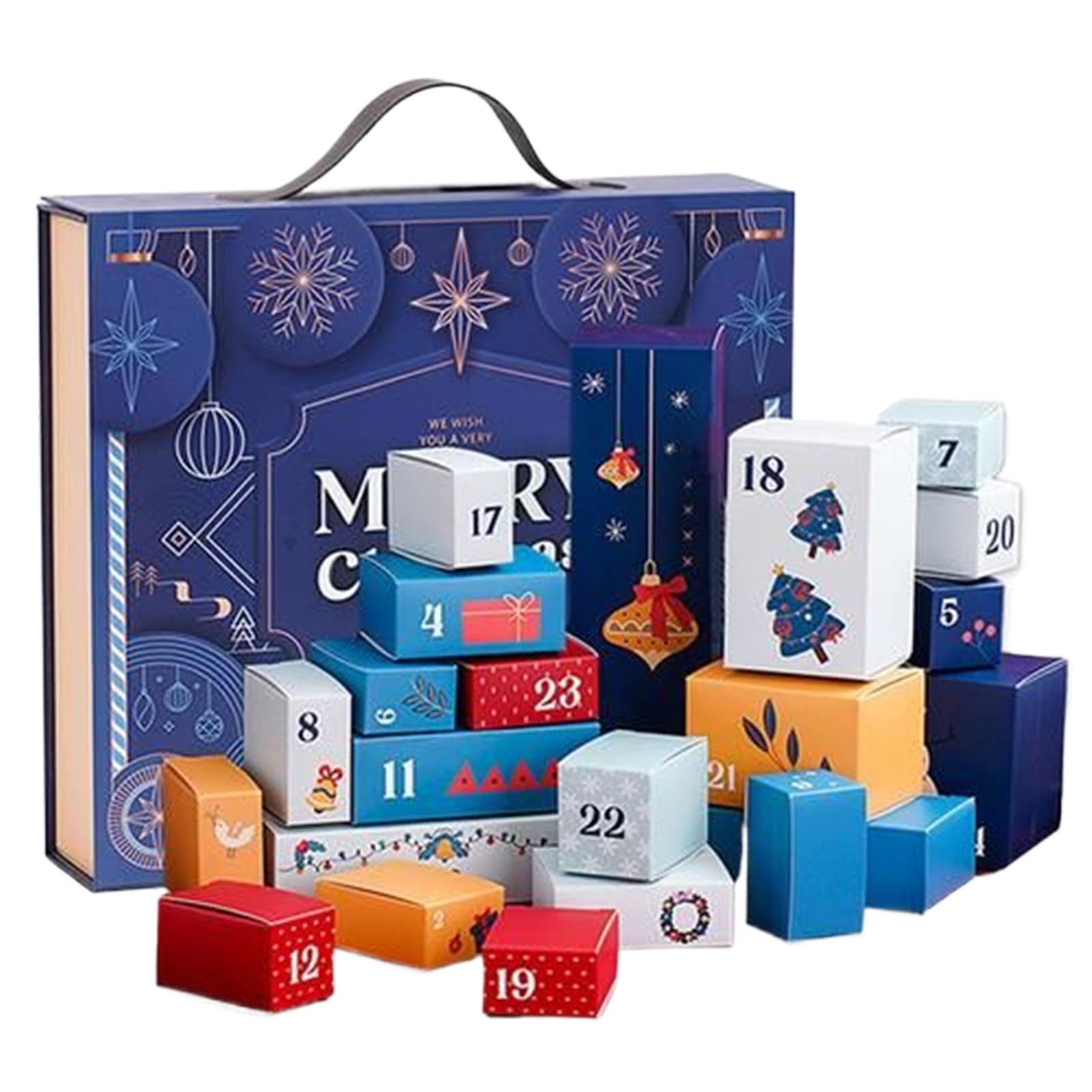 Coonoor Adventskalender Adventskalender Karton, 24 Tage Weihnachts Countdown Nummerierte Box (24-tlg), Für Geld Süßigkeiten Kleines Spielzeug Nugat Fondant