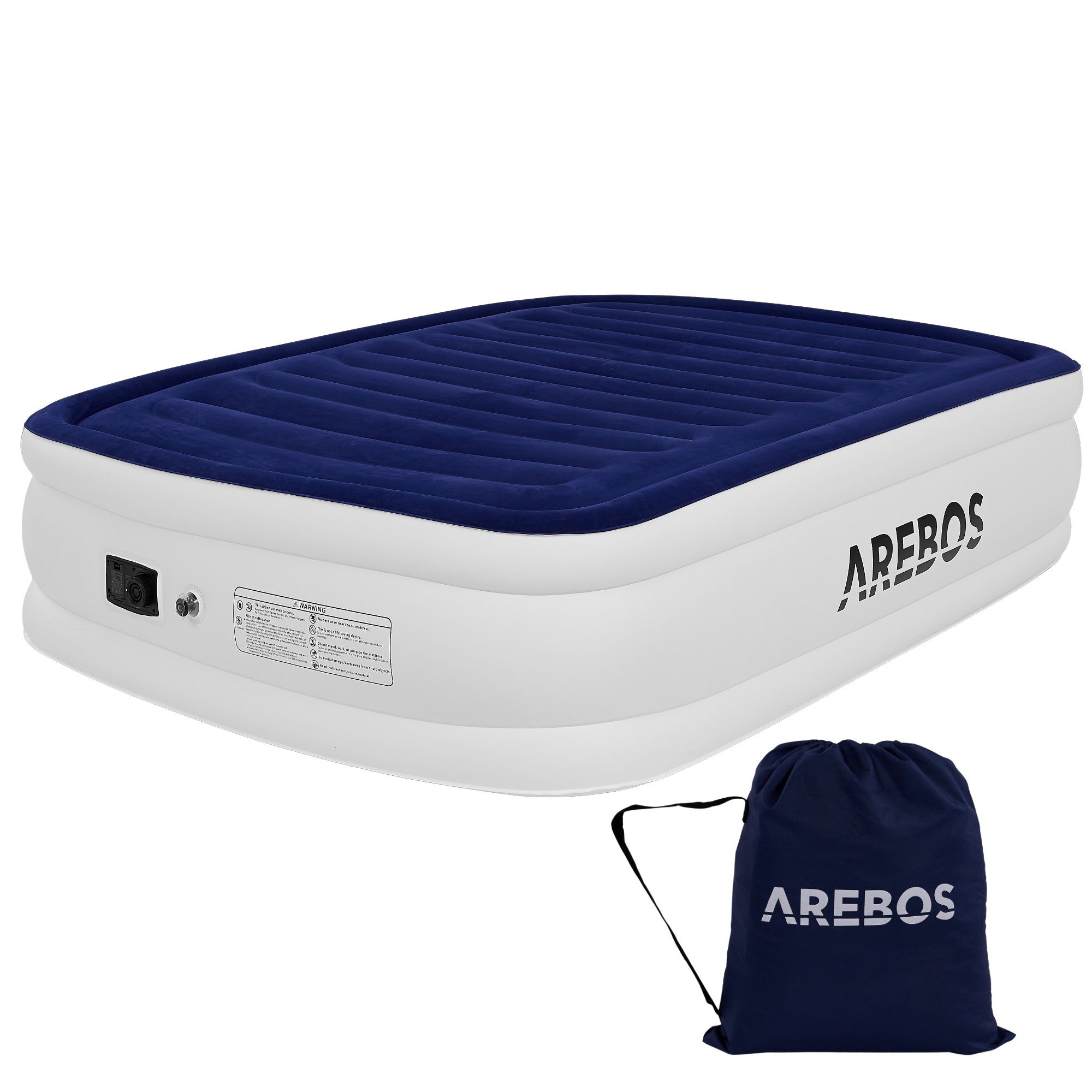 Arebos Luftbett Luftmatratze Aufblasbare Matratze Selbstaufblasend mit Pumpe, (Stück, Blau / Weiß Doppel)