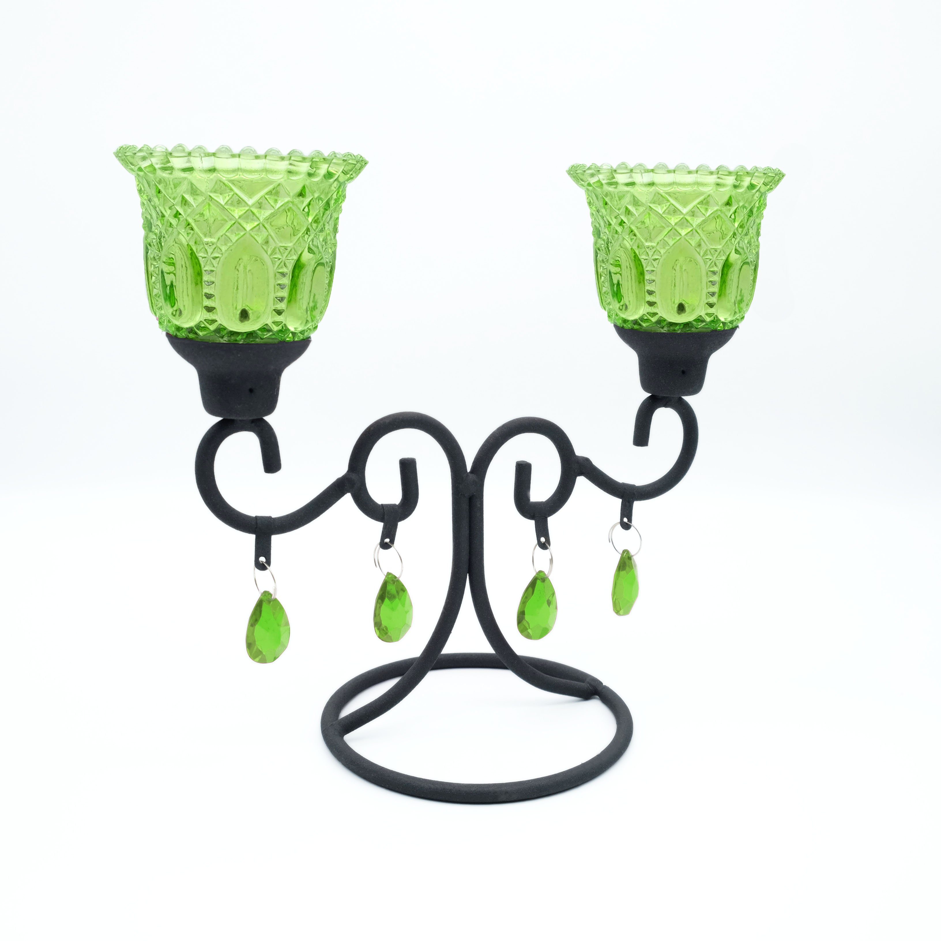 DeColibri Kerzenständer Kerzenständer, Kerzenhalter, Teelichthalter Glas, standfest, für Kerzen und Teelichte geeignet grün
