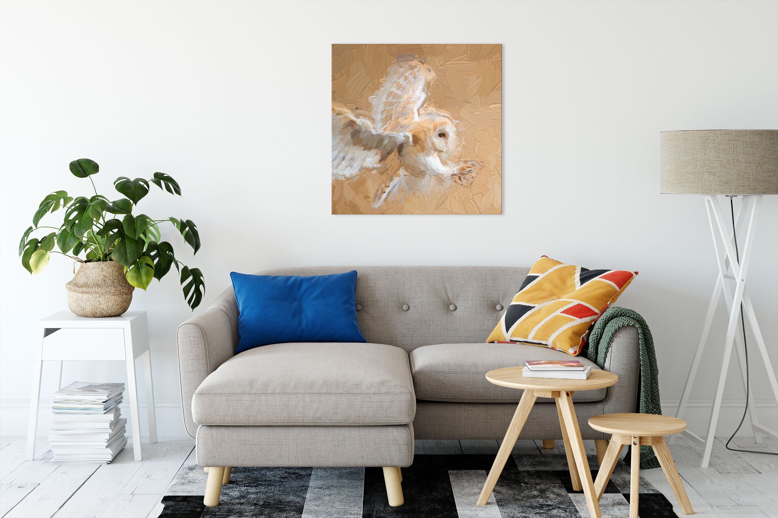 Pixxprint Leinwandbild Fliegende Eule bei der Jagd, Fliegende Eule bei der Jagd (1 St), Leinwandbild fertig bespannt, inkl. Zackenaufhänger