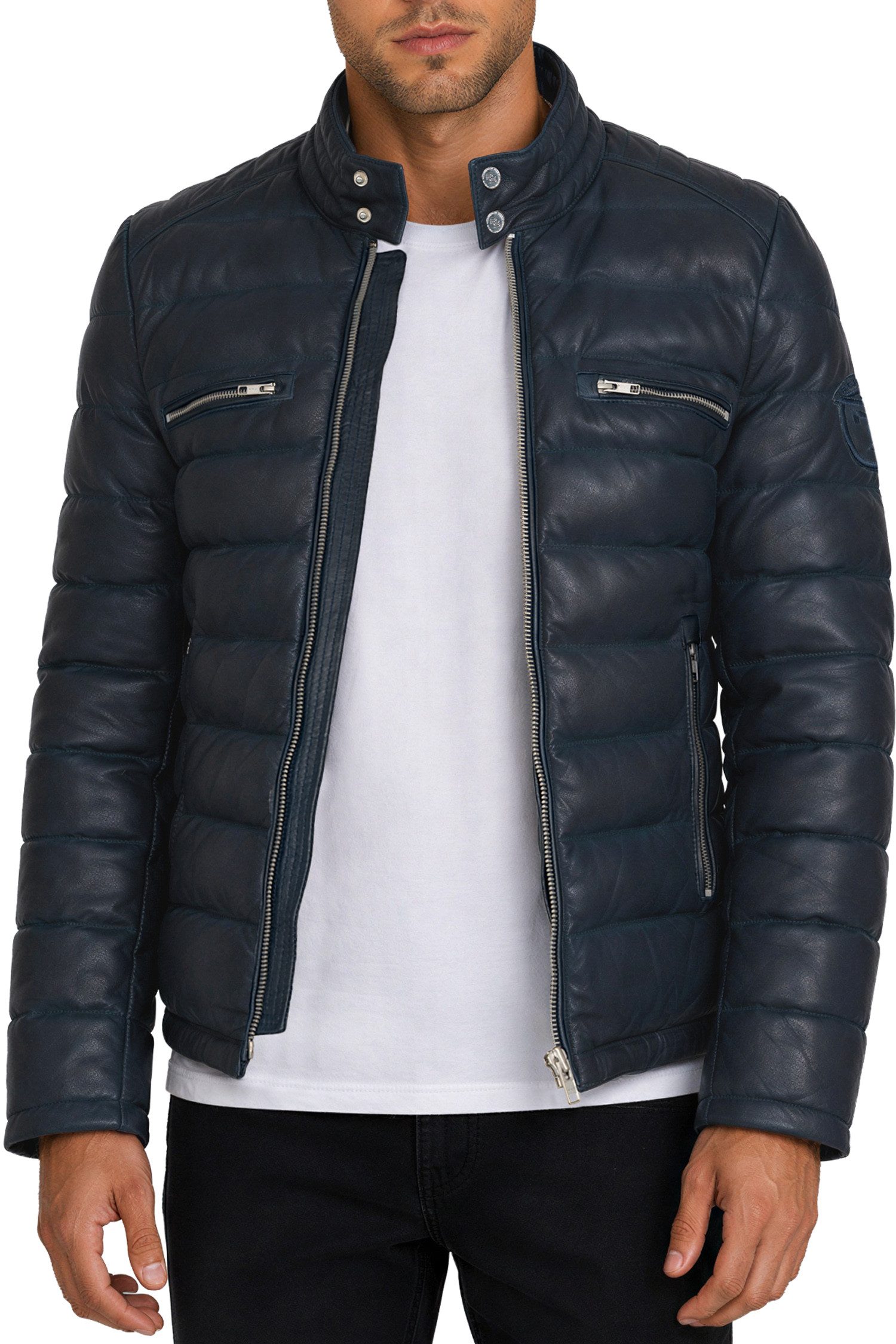 Reichstadt Bomberjacke Herren Regular Fit Jacke Echtleder 19RS016 Zweiwege-Reißverschluss