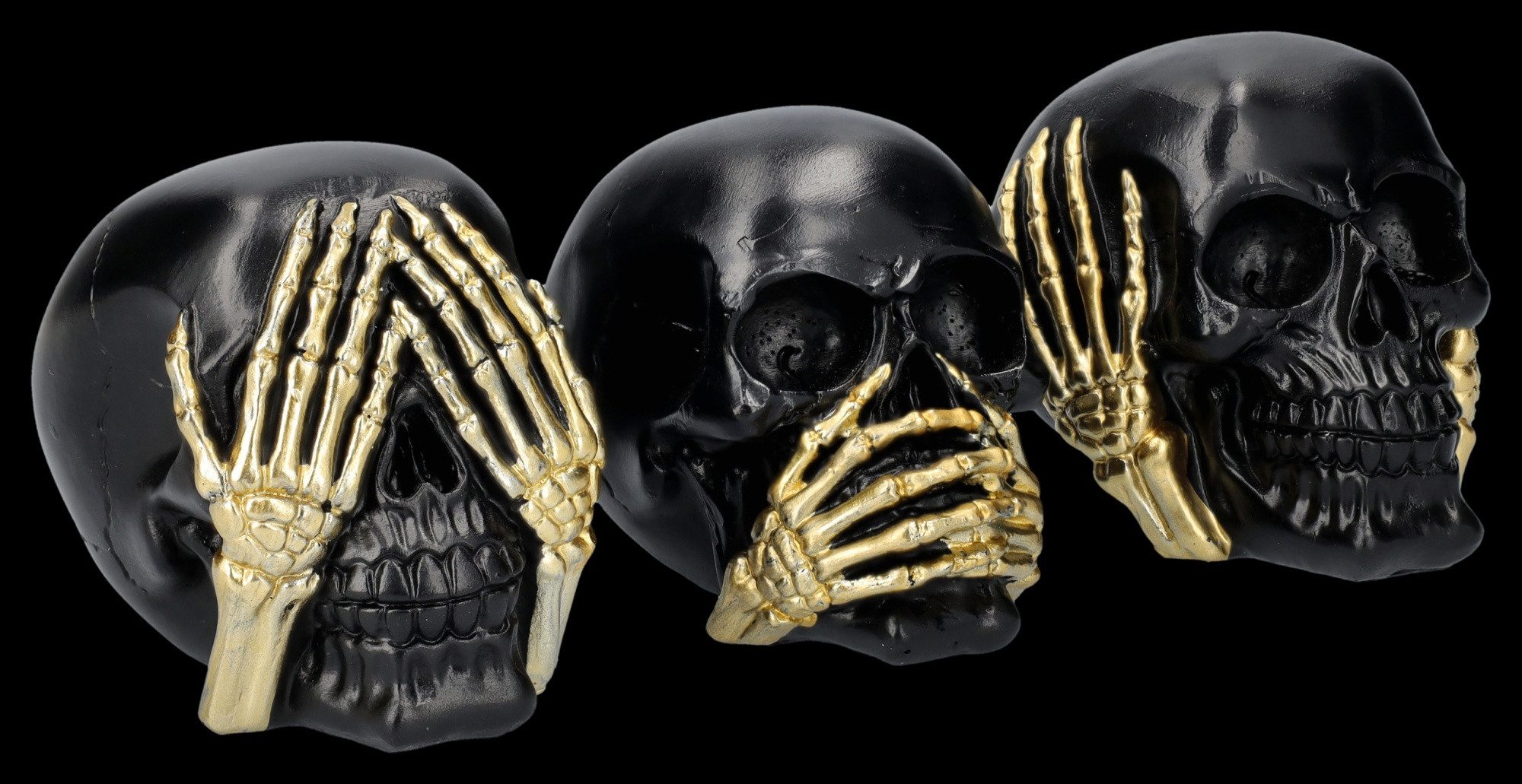 Figuren Shop GmbH Dekofigur Totenköpfe schwarz-gold günstig online kaufen