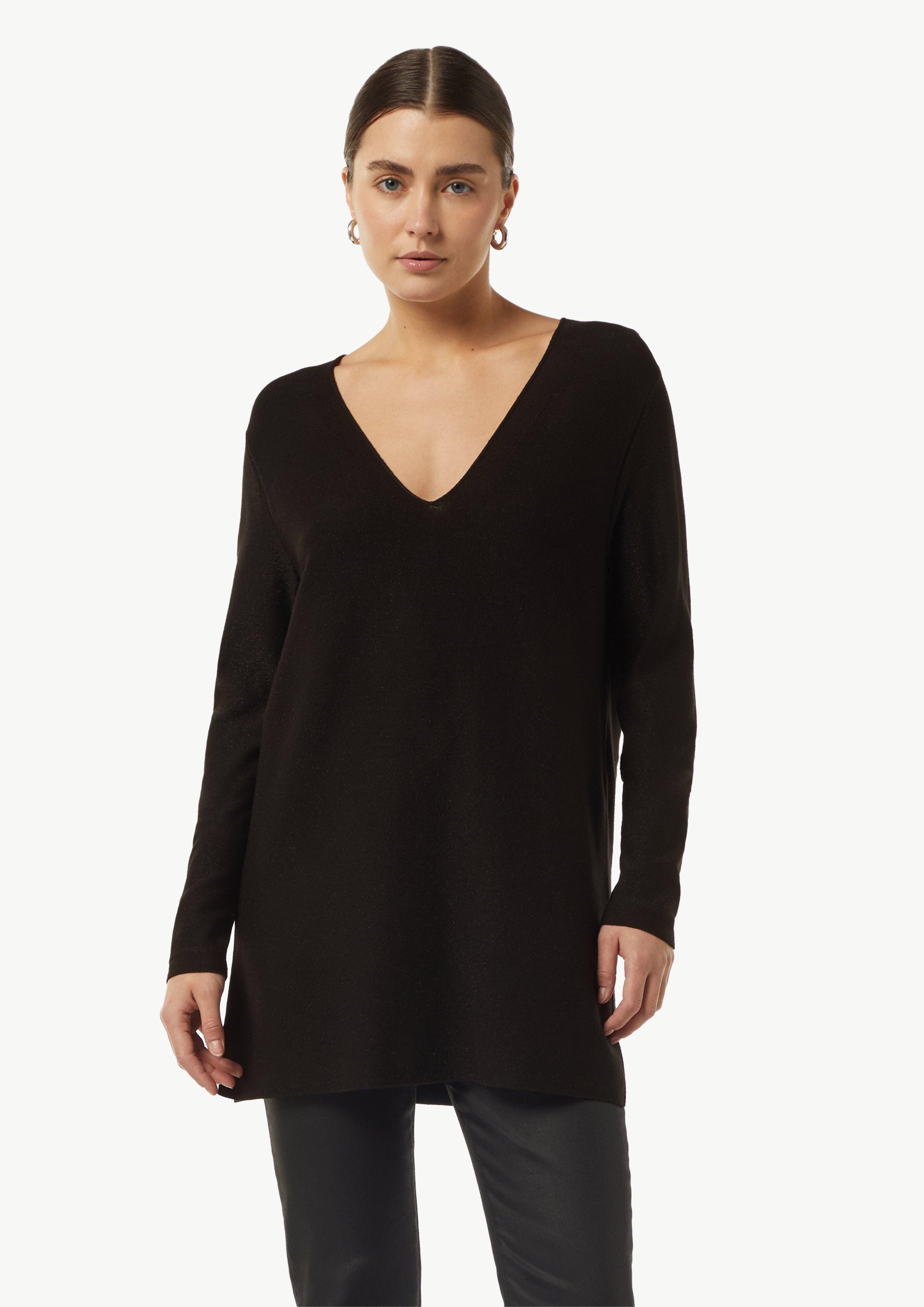Langarmshirt Feinstrickpullover mit seitlich geschlitztem Saum