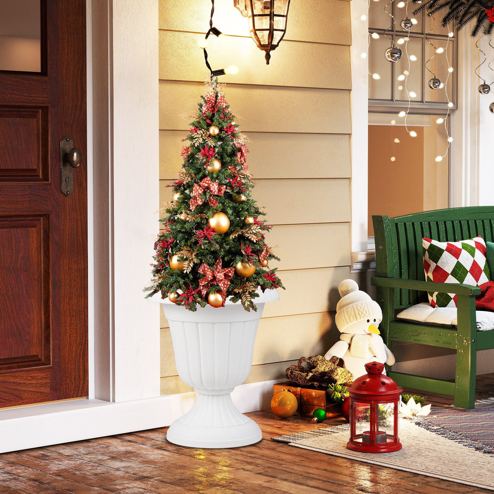 COSTWAY Blumentopf, Pflanzkübel mit Sockelbasis & Abflussloch, 46,5 günstig online kaufen