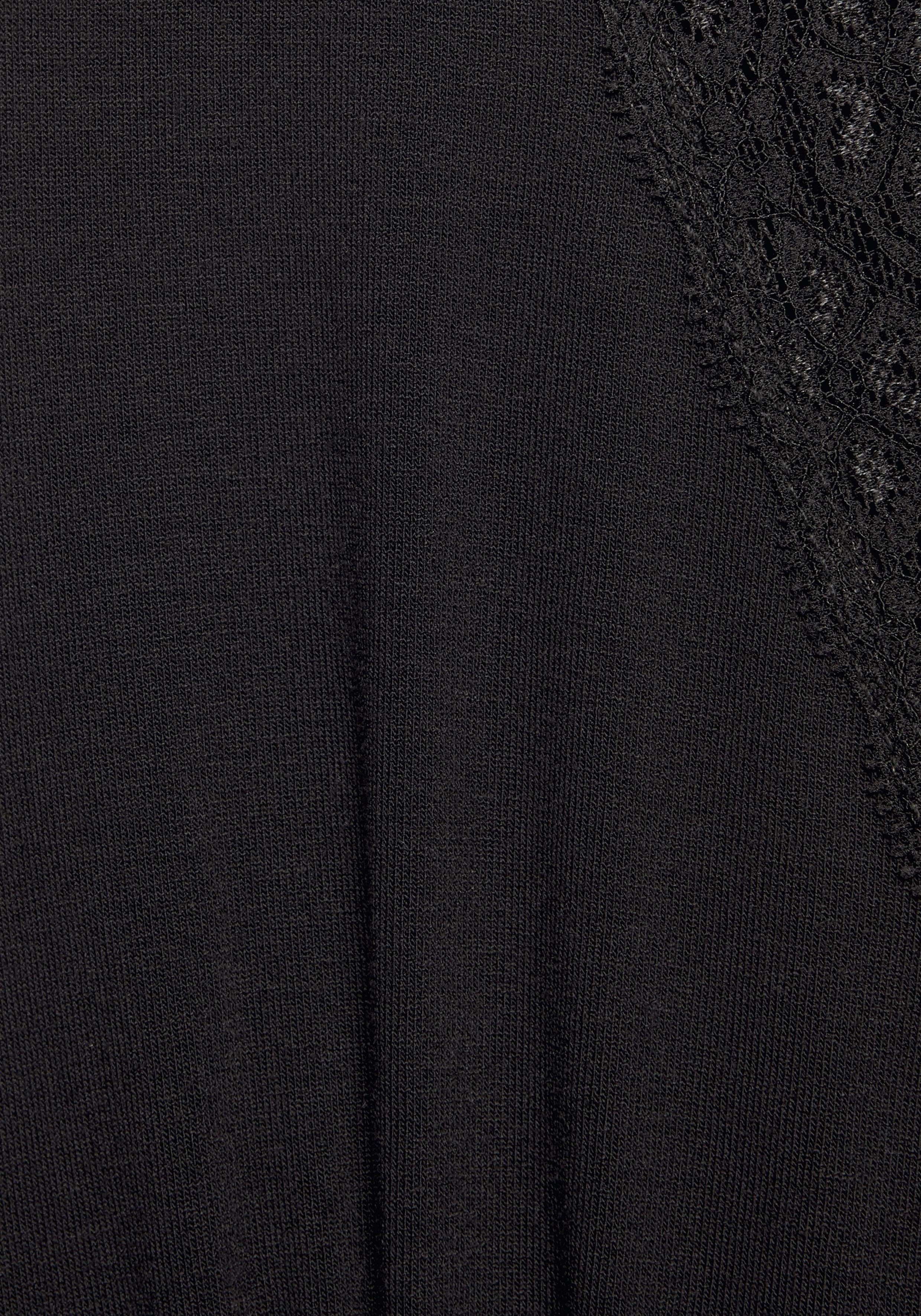 Nachthemd Spitze LASCANA schwarz mit eleganter
