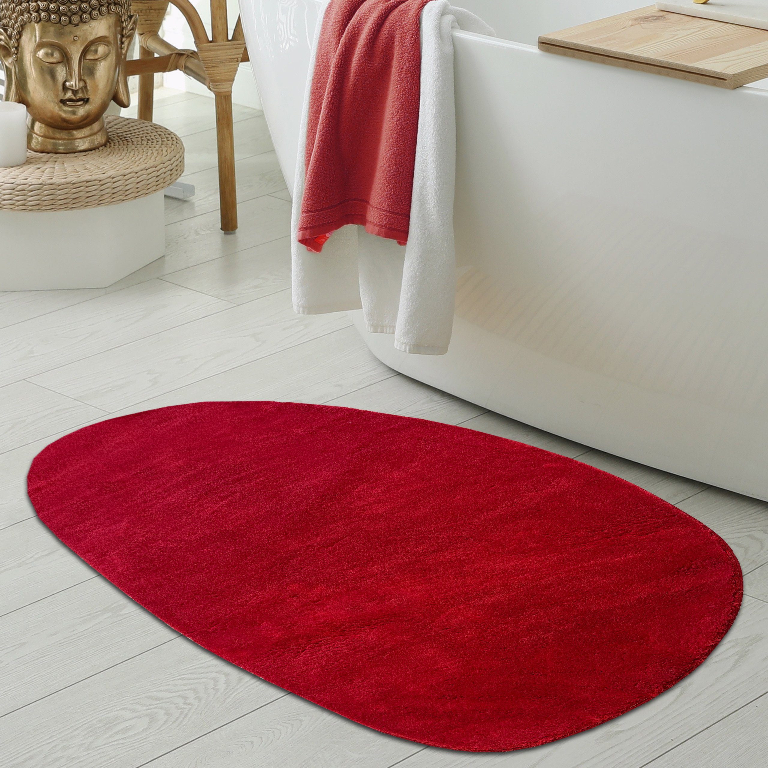 Teppich Waschbare Badezimmer WC-Teppiche – schön weich – in rot, Teppich-Traum, rechteckig, Höhe: 16 mm | Kurzflor-Teppiche