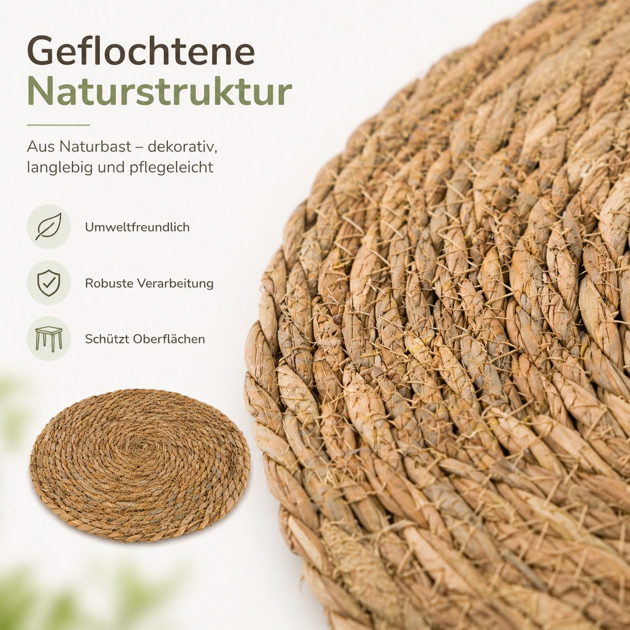 Gehlmann Platzset Tischset aus Naturbast Rund - Ø 35 cm
