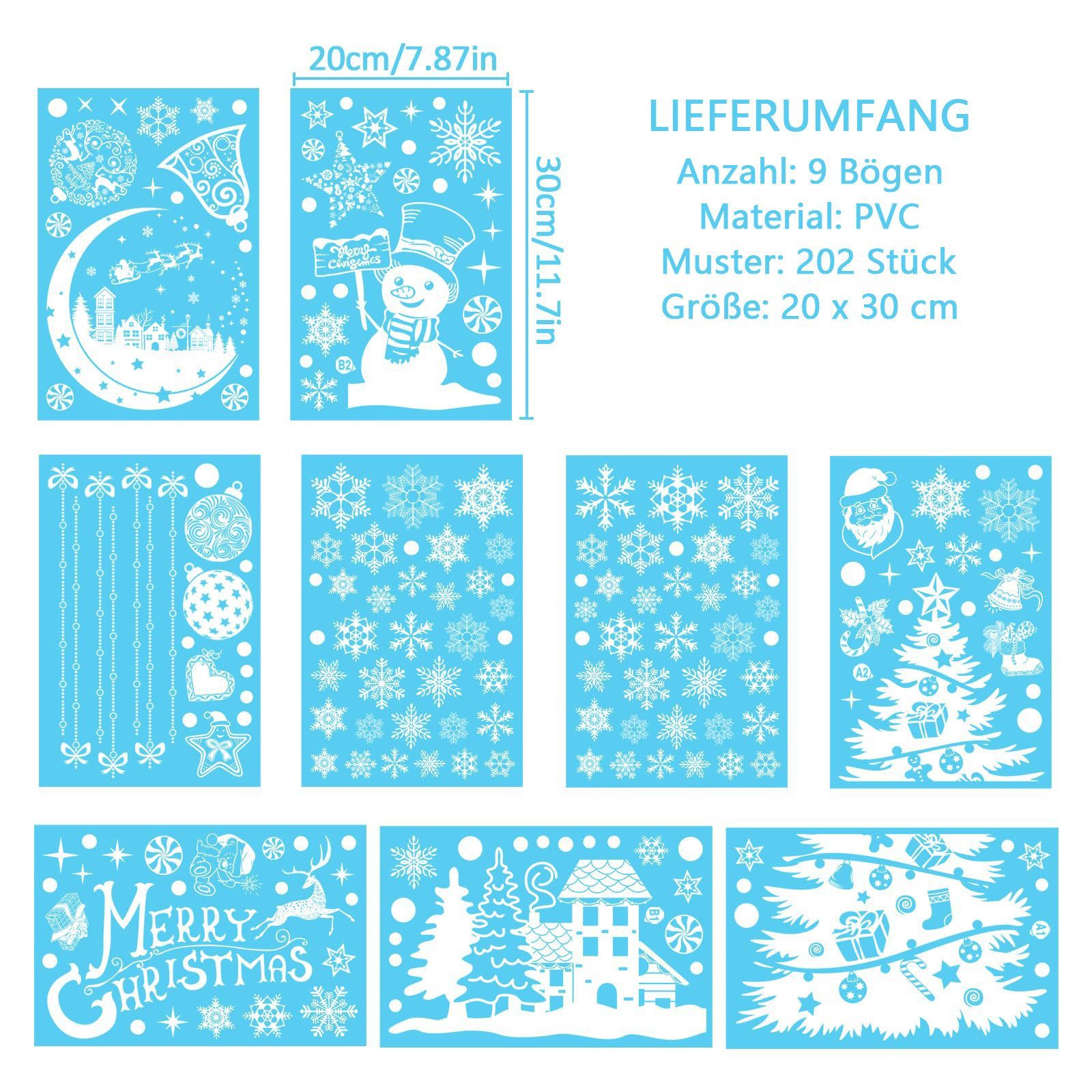 Bomiclss Fensterfolie Weihnachts-Fensteraufkleber, Fensterdekoration Doppelseitig, Aufkleber Weihnachtsdeko Fenster Weihnachtsfensteraufkleber – Bild 2 von 5