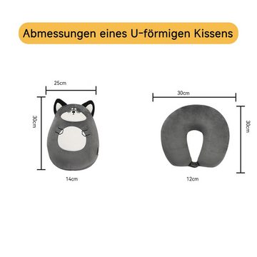 Caterize Nackenhörnchen Kinder Reisekissen - 2-in-1 verformbares Nackenkissen, weiches Kissen