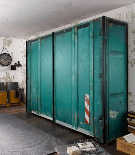Express Solutions Schwebetürenschrank, Schrank in Container-Optik