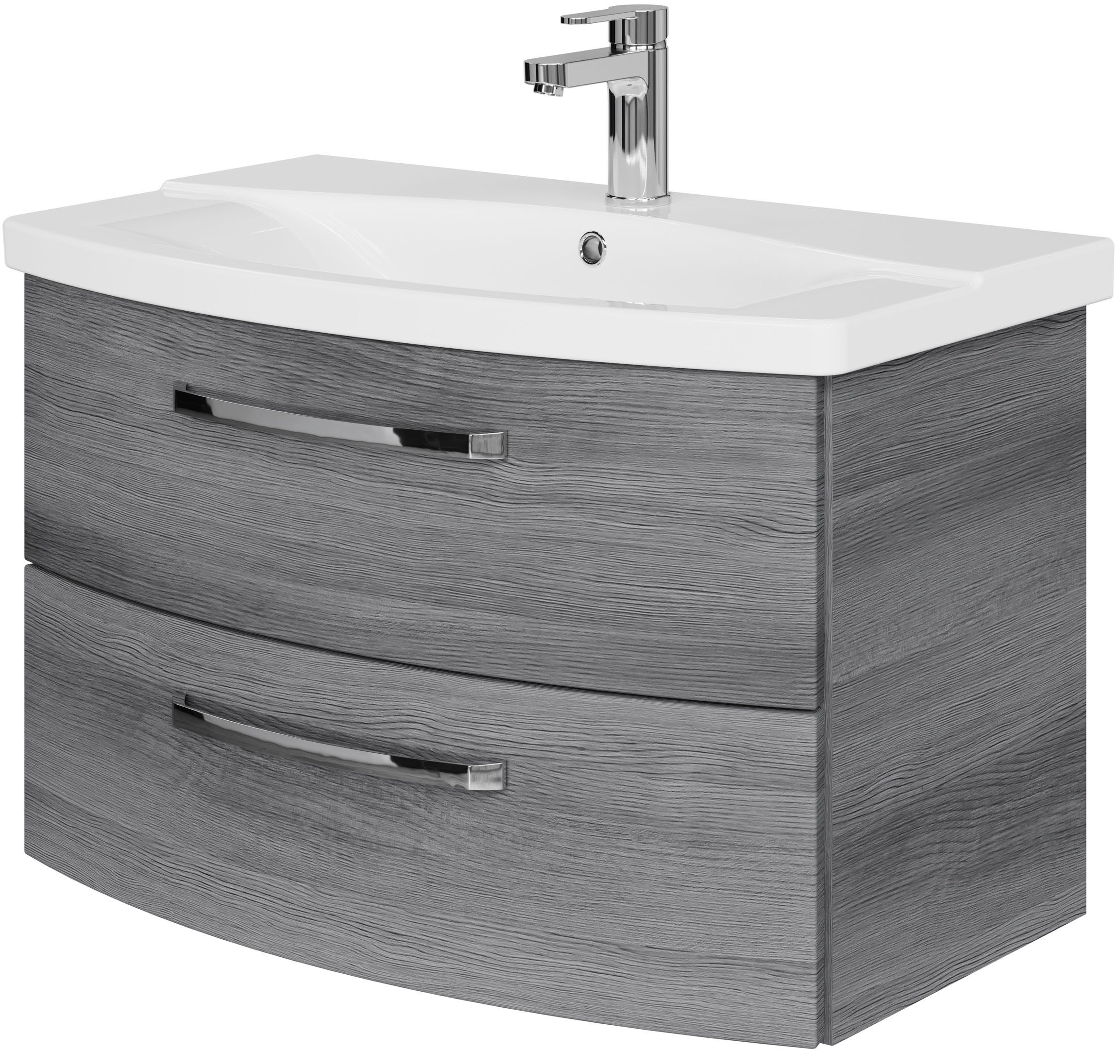 Saphir Waschtisch Serie 4010 Keramik-Waschtisch mit Unterschrank, 84 cm breit, Waschplatz mit 2 Schubladen, Badmöbel-Set mit Waschtisch