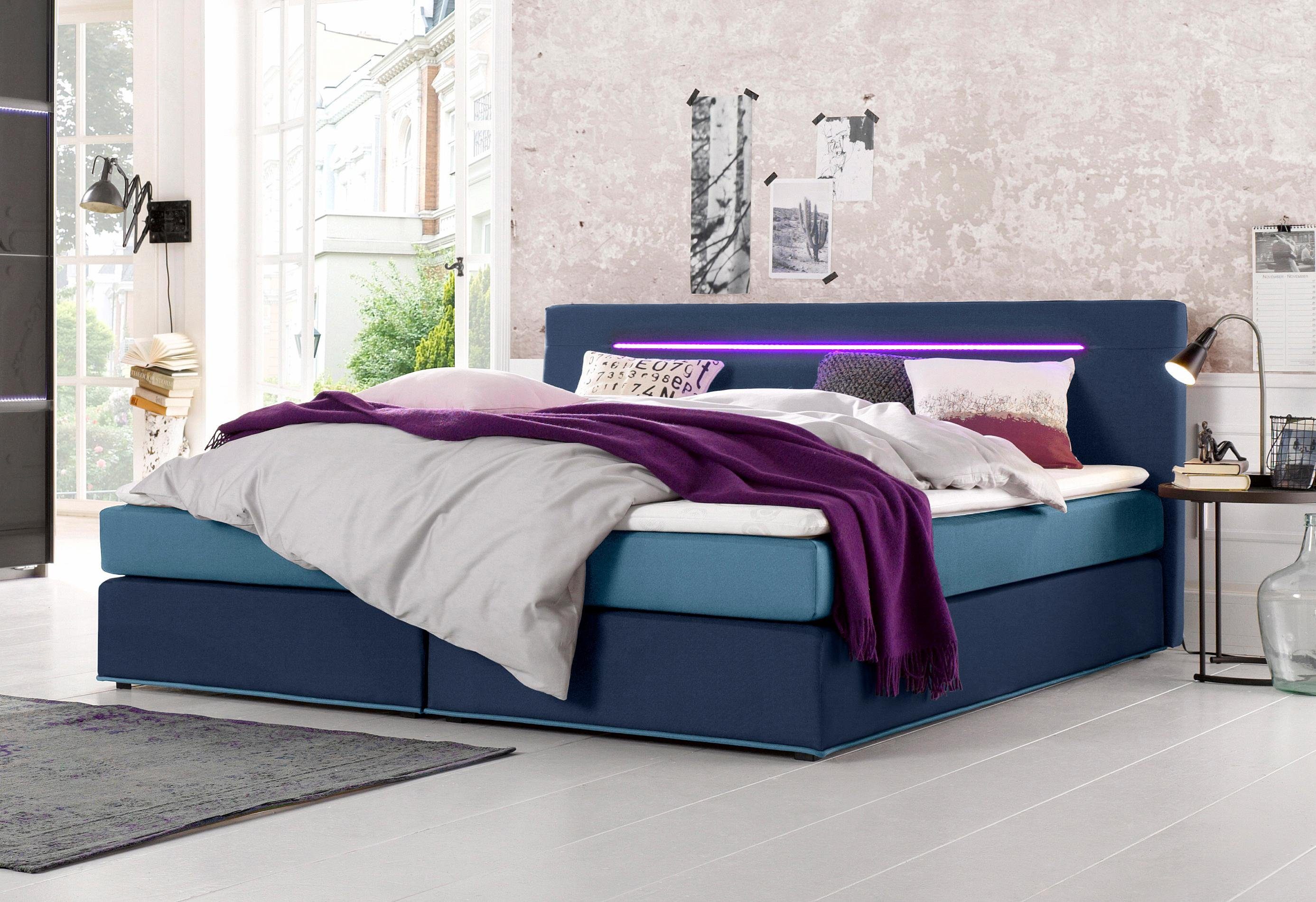 COLLECTION AB Boxspringbett, inkl. LED-Beleuchtung mit Farbwechsel und Topper-Otto