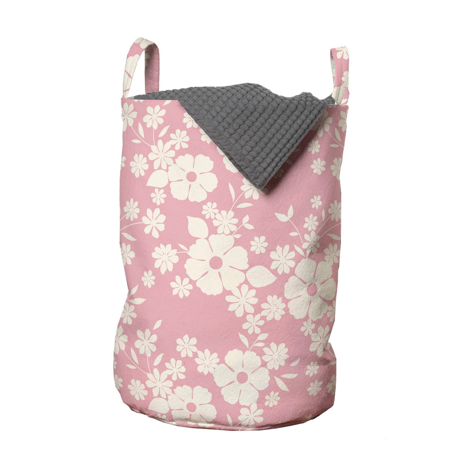 mit Floral Muster Abakuhaus Griffen Wäschekorb Blatt für Wäschesäckchen Blume Feminine Kordelzugverschluss Waschsalons,